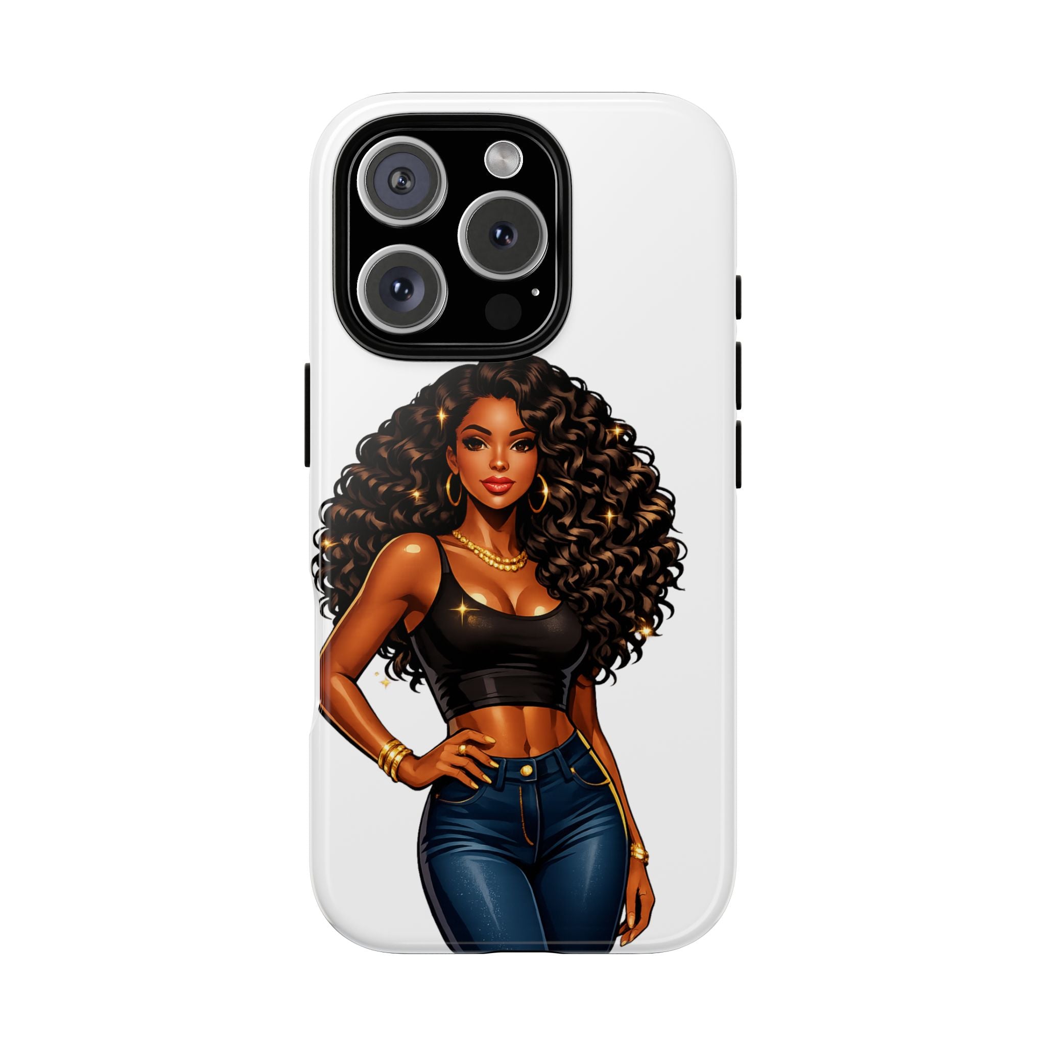 Pretty Rich Bitch by PRB Curly Hair Phone Case by Power Runs Black
