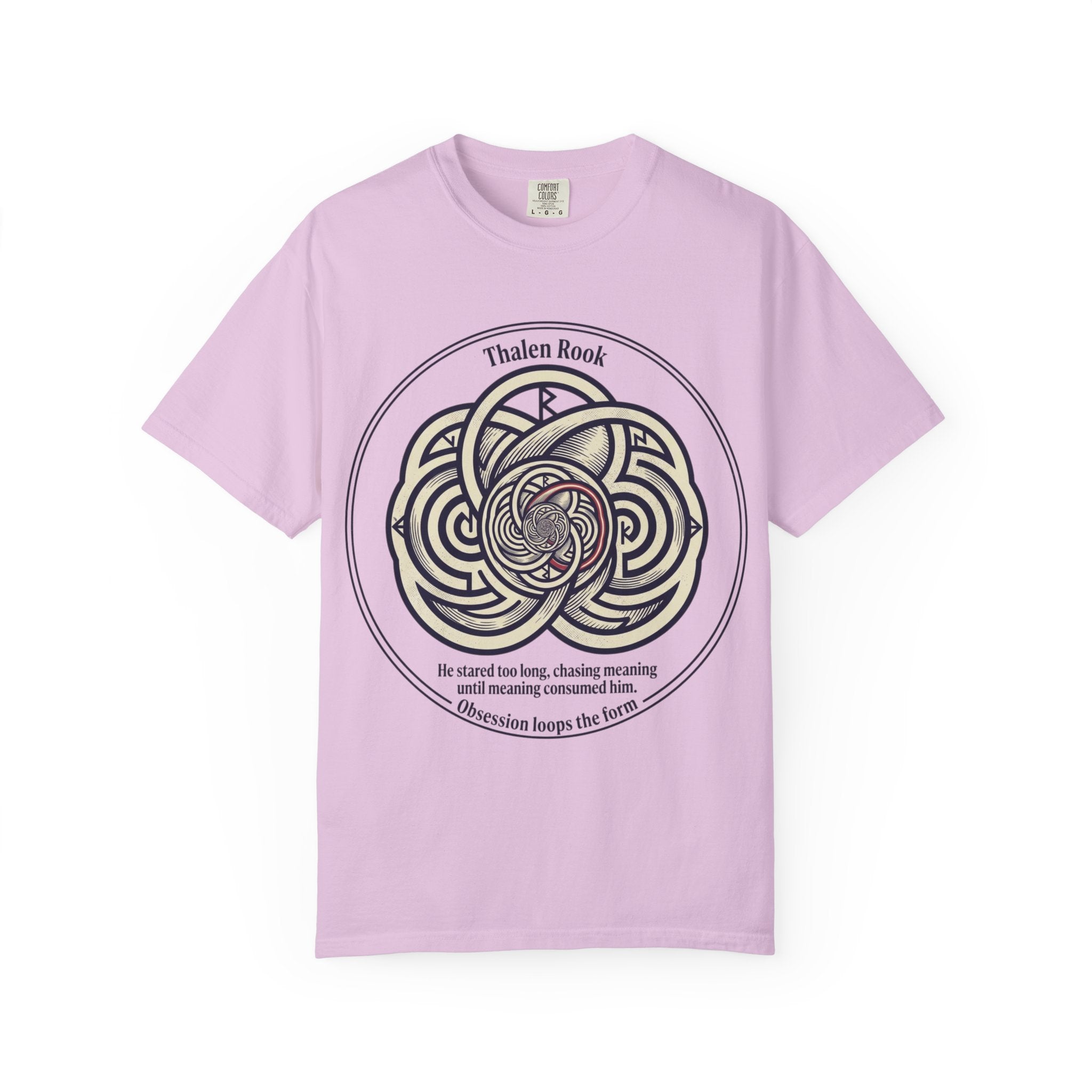 Power Runs Black PRB Thalen Rook Celtic Knot Graphic T-Shirt — "He stared too long..." Quote Tee by Power Runs Black
