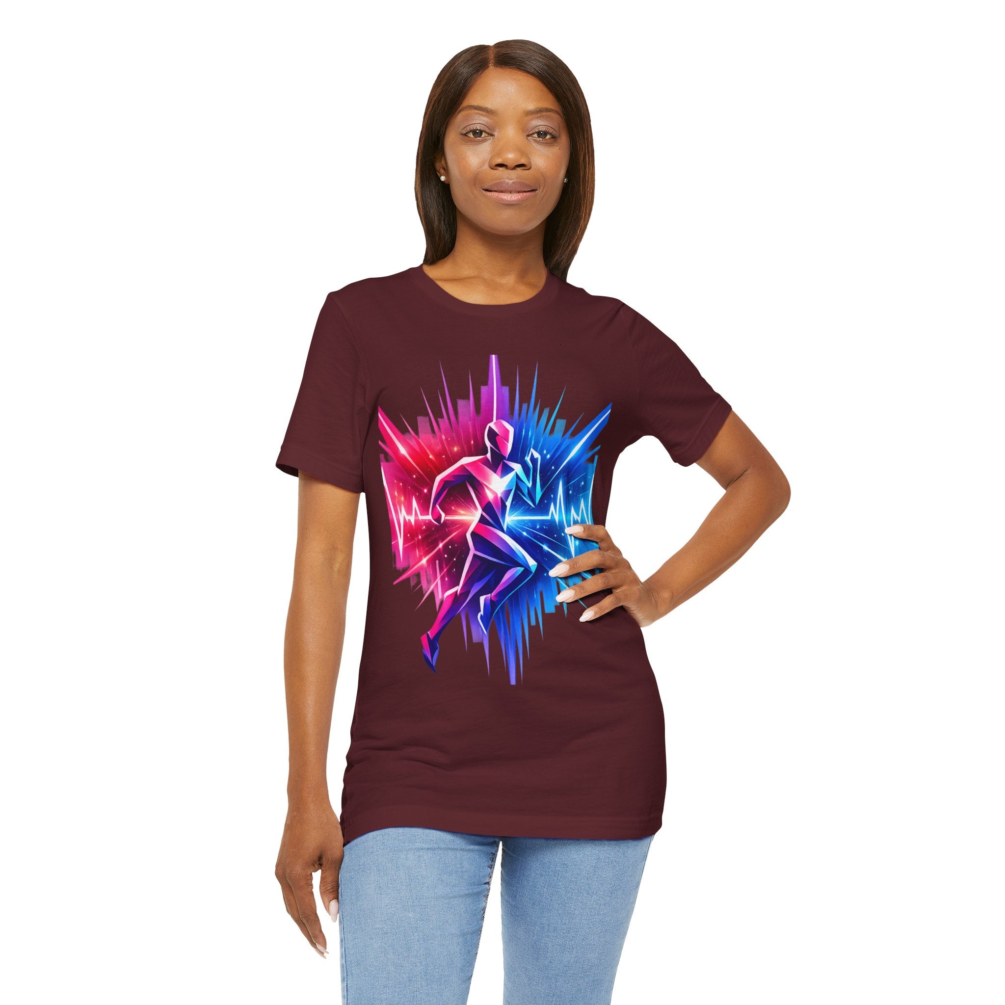 Power Runs Black PRB Running Pulse Graphic Tee — Neon Runner Heartbeat Sports T‑Shirt by Power Runs Black