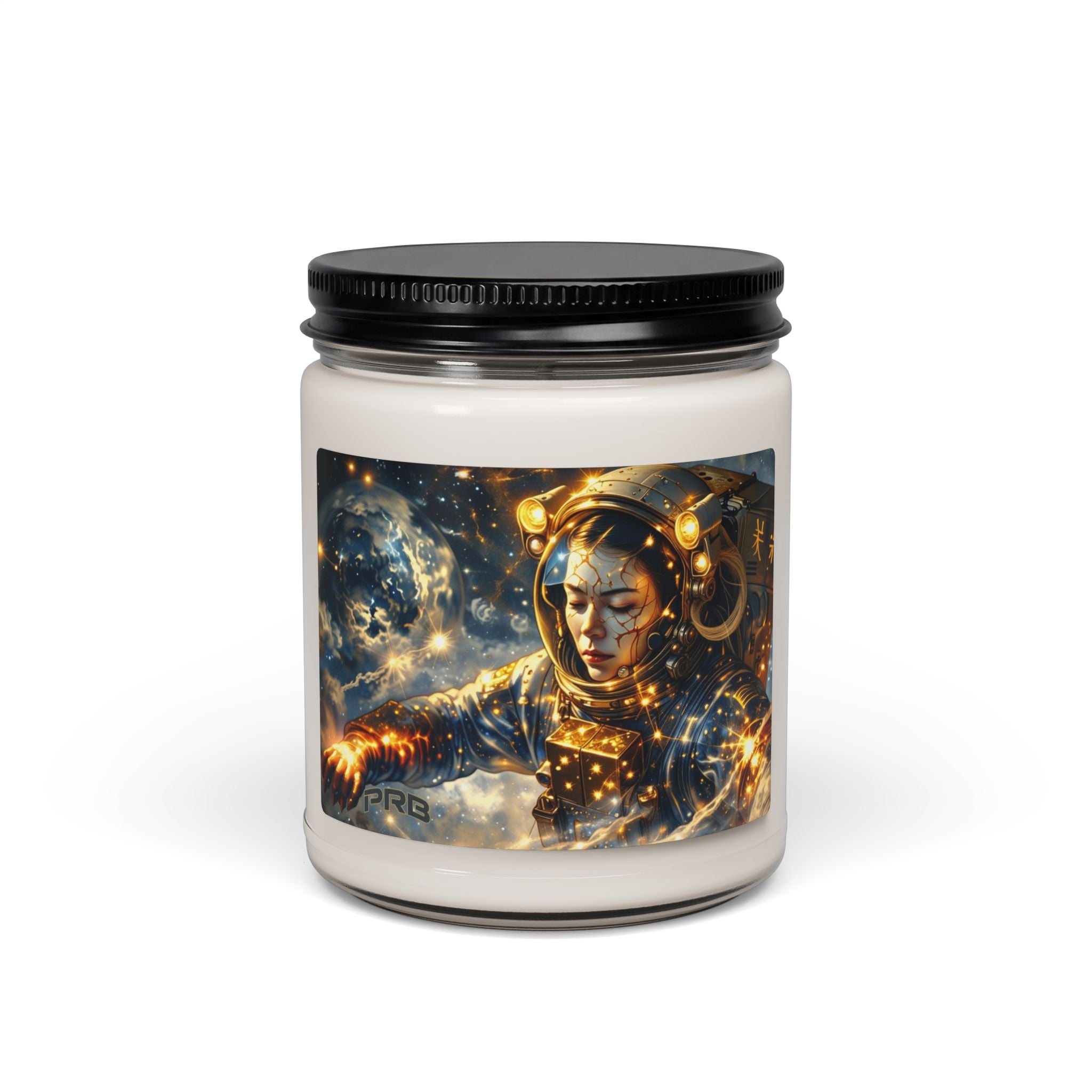 PRB Galactic Astronaut Goddess Candle, Soy Jar Candle | 9oz Cosmic Space Art by Power Runs Black
