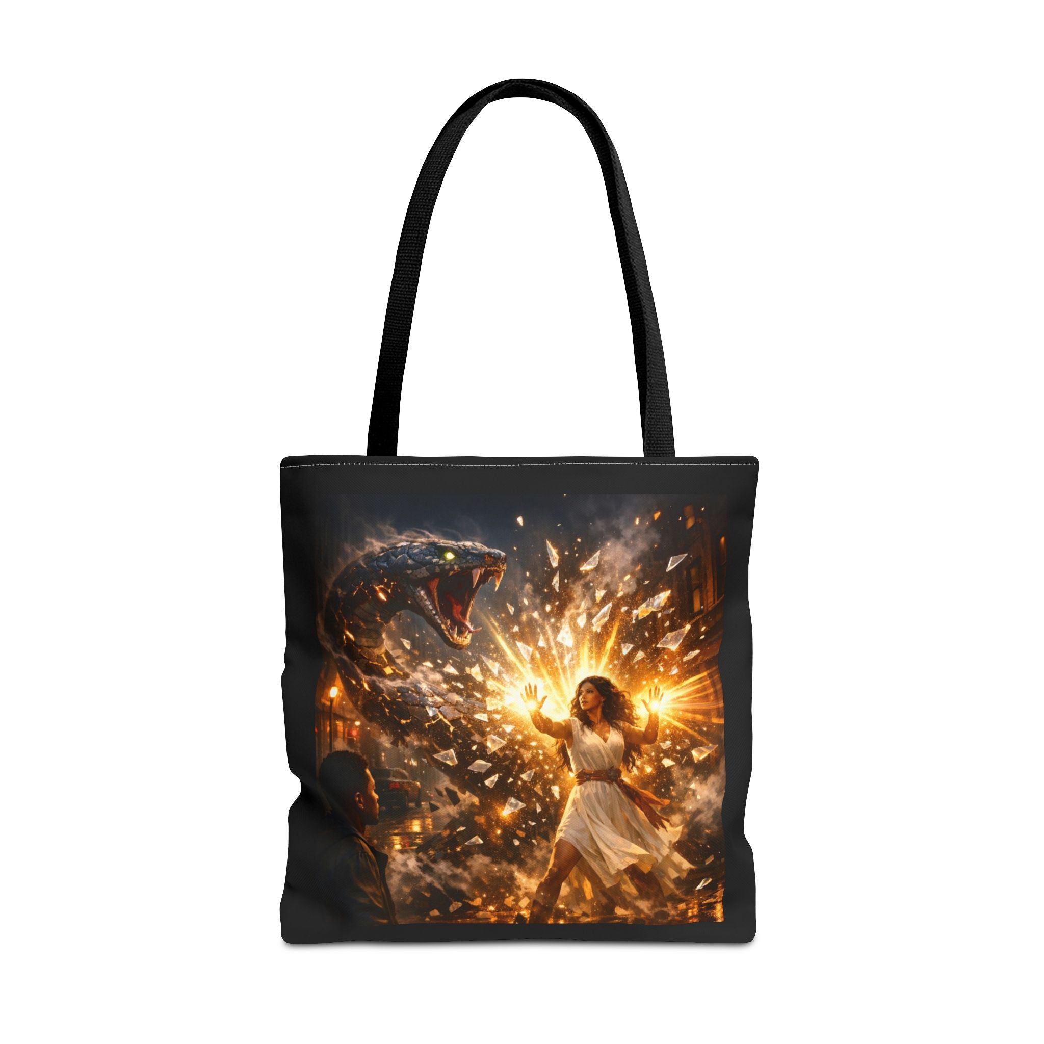 PRB Raging Serpent Burst tote bag | Fantasy serpent explosion art by Printify