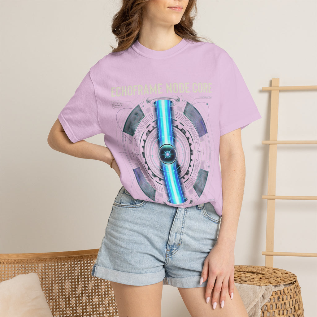Power Runs Black PRB Echoframe Node Core T-Shirt — Futuristic Tech Graphic Tee by Power Runs Black