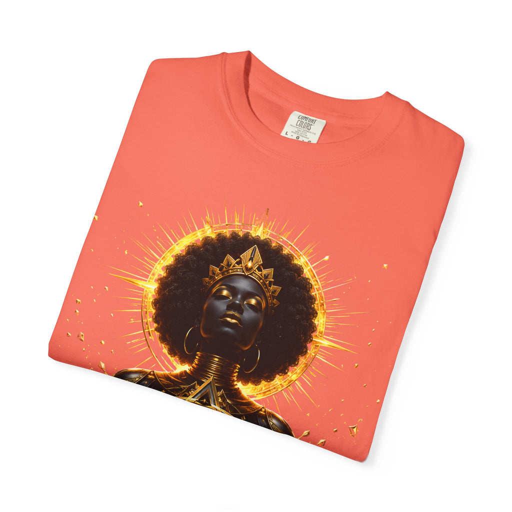 Power Runs Black goddess illustration T-Shirt | Afrocentric black pride design by Power Runs Black