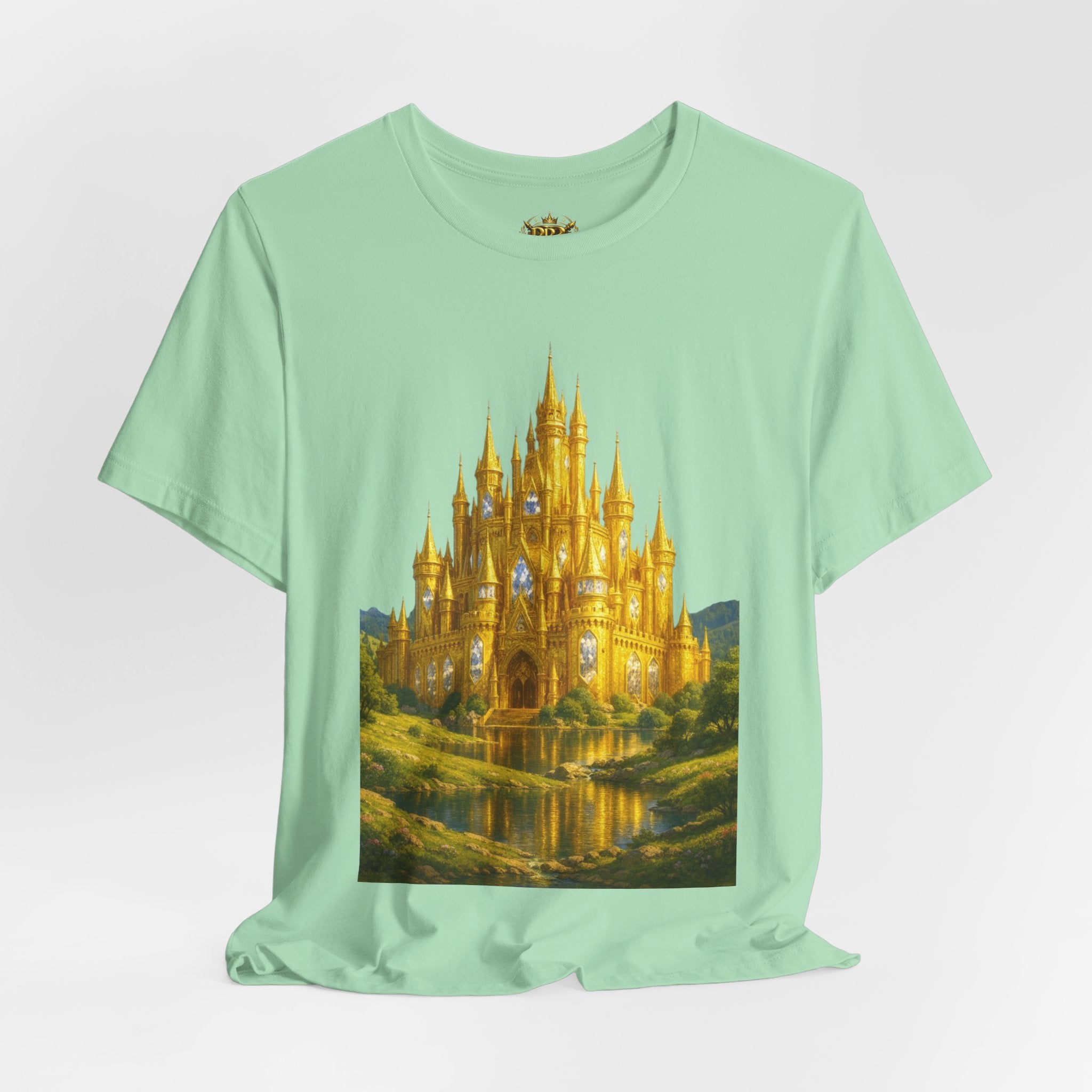 PRB Golden Fantasy Castle Tee | Magical Kingdom Illustration, Fairytale Scene by Power Runs Black
