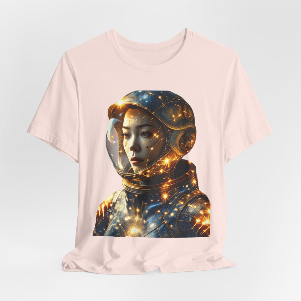 PRB Astronaut Portrait Tee — Starry Cosmic Helmet Graphic T-Shirt by Power Runs Black