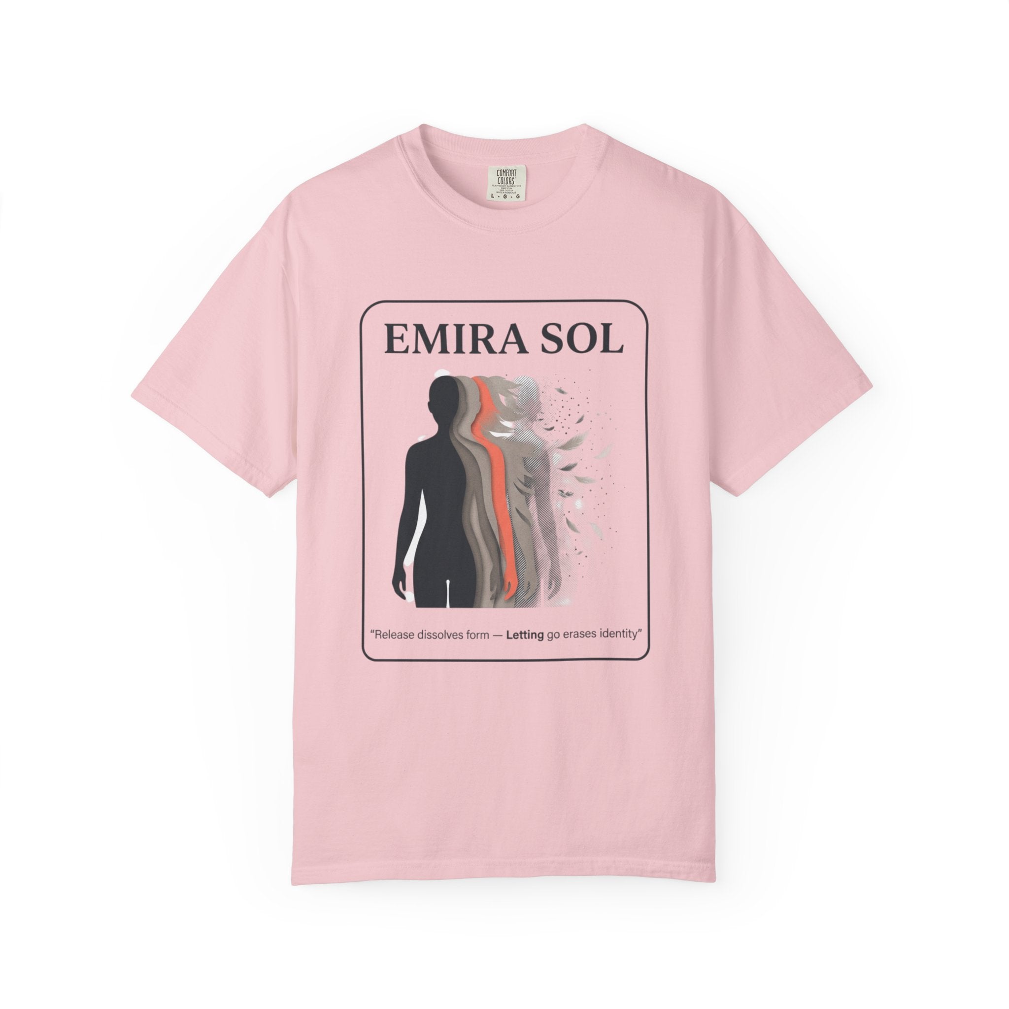 Power Runs Black PRB Emira Sol Graphic T-Shirt — Silhouette Art "Release Shadows" Tee by Printify