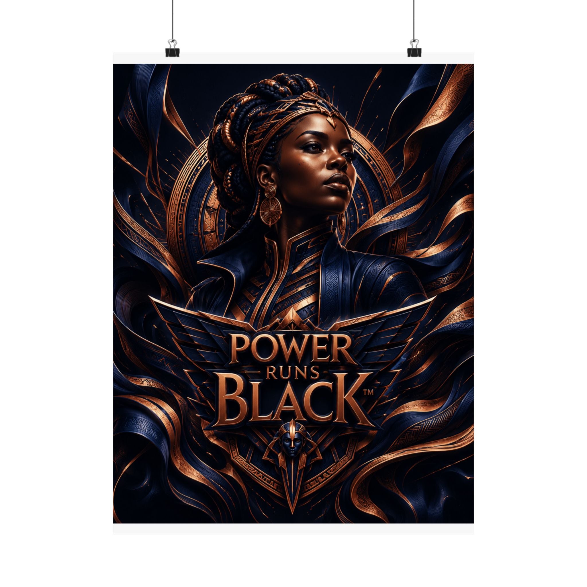 Power Runs Black Matte Poster — Afrocentric Inspirational Wall Art by Power Runs Black