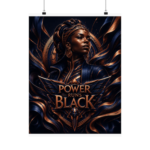 Power Runs Black Matte Poster — Afrocentric Inspirational Wall Art by Power Runs Black