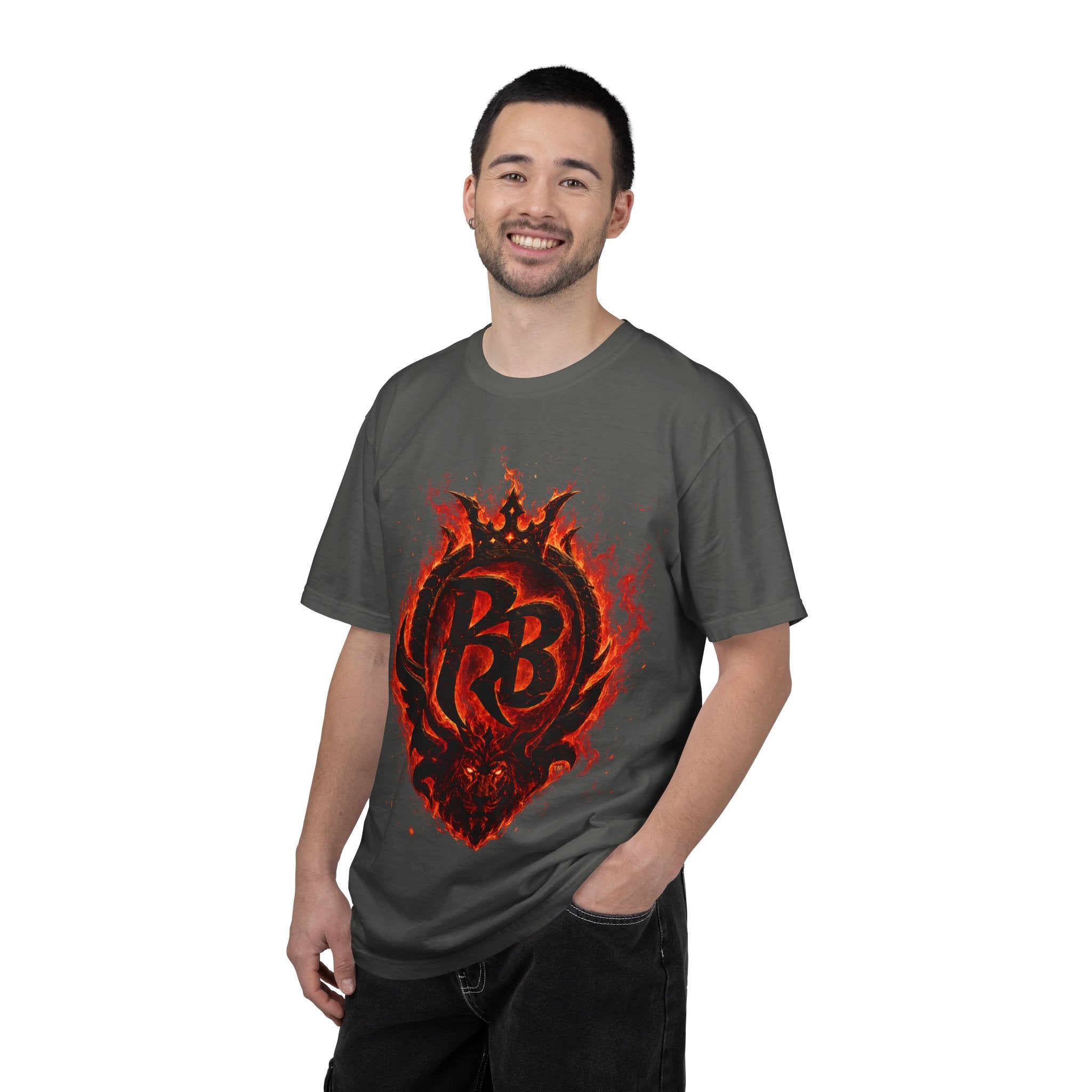 Power Runs Back PRB Flame Logo T-shirt | Fiery Emblem Tee, Grunge Rock Chic by Power Runs Black