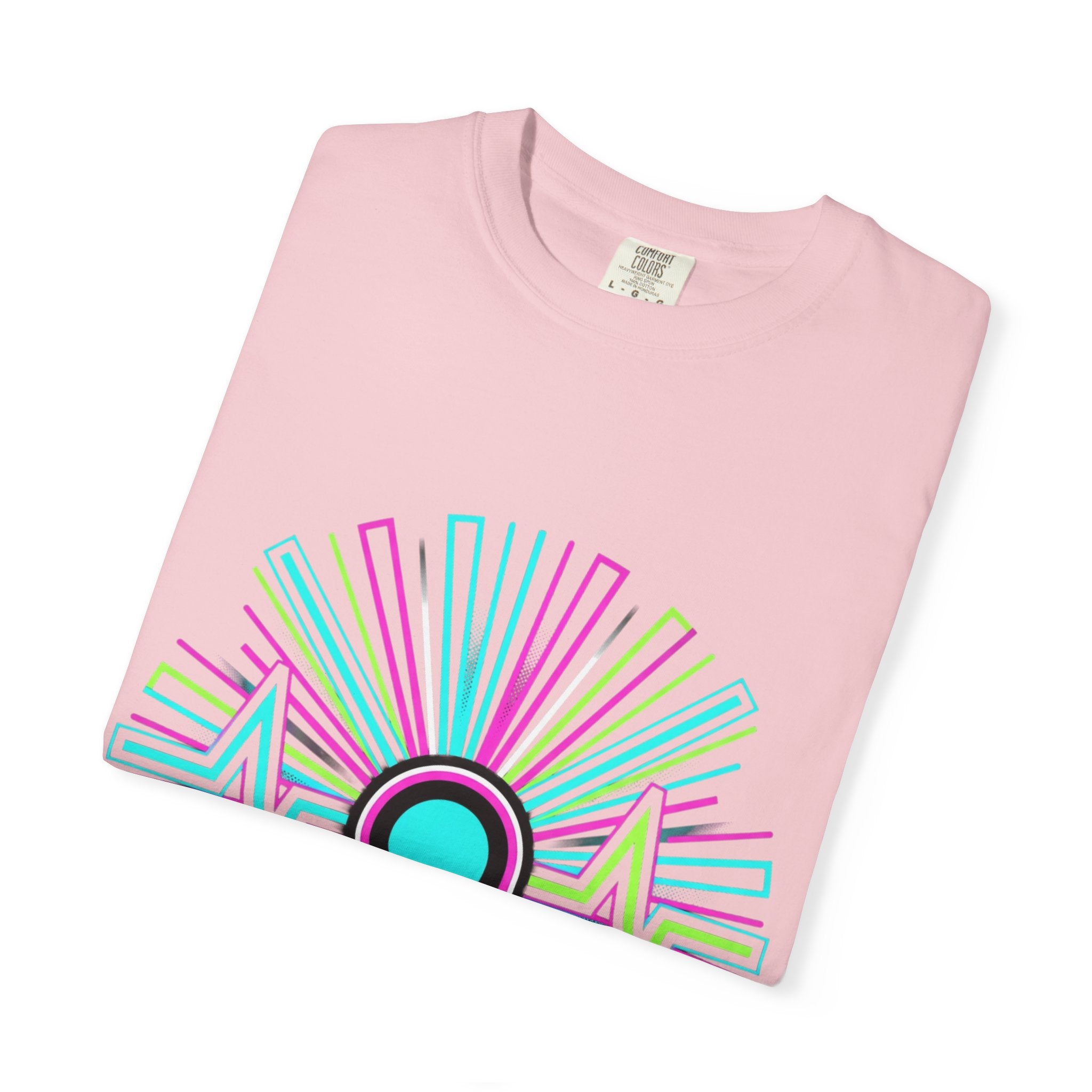 Power Runs Black PRB Electric "Move With Pulse" Graphic T-Shirt — Neon Sunburst Design by Power Runs Black