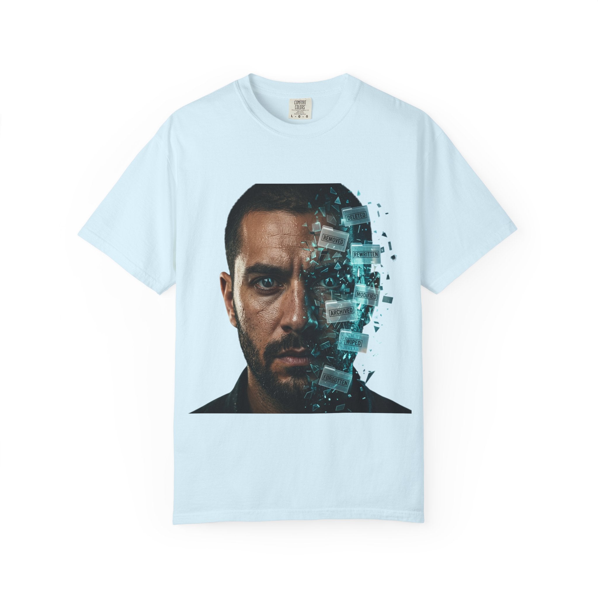 Syndication Loop Cyberpunk Portrait Tee — Tech-Noir Graphic T-Shirt | Power Runs Black by Printify