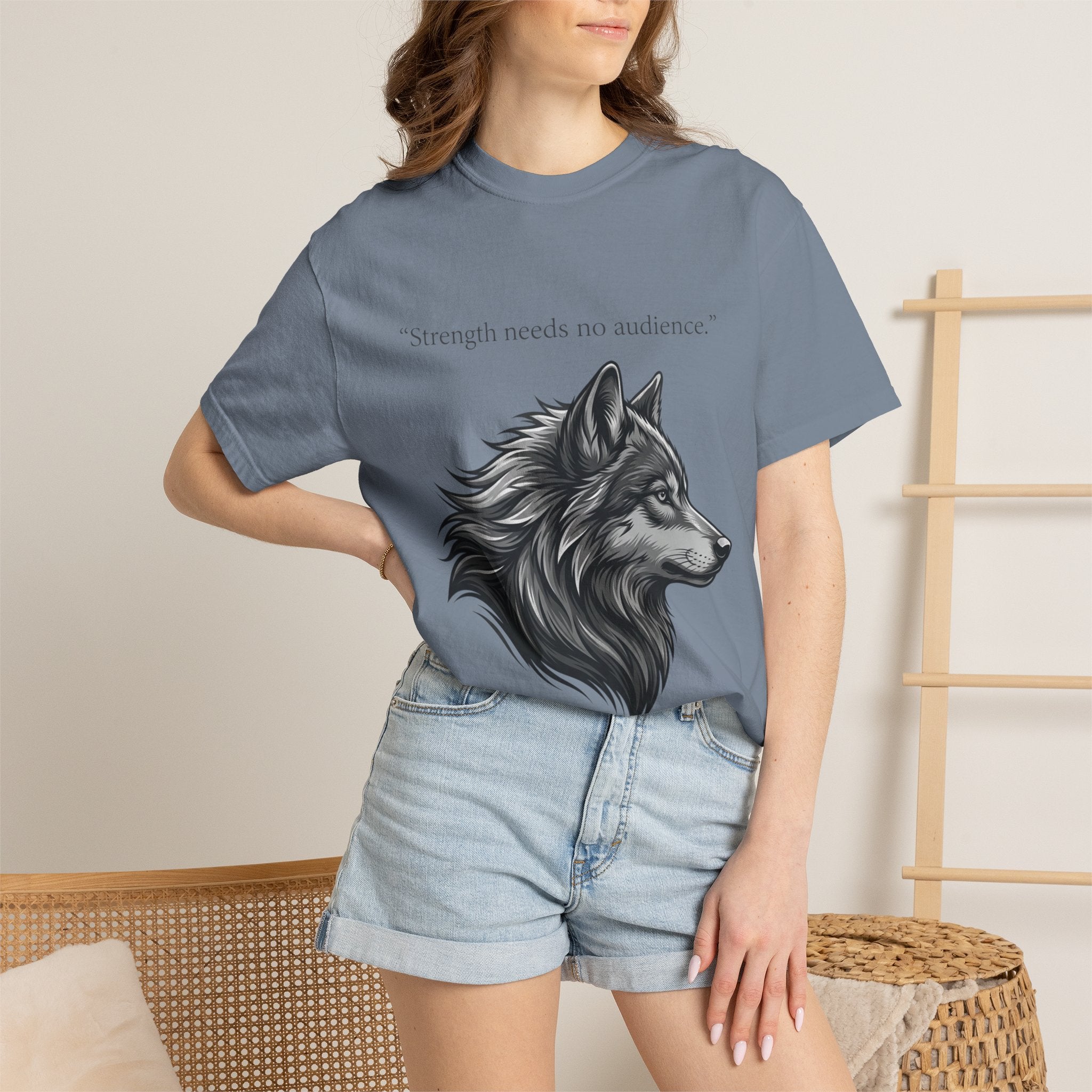 PRB Wolf Head T-Shirt — "Strength needs no audience" Inspirational Graphic Tee by Printify