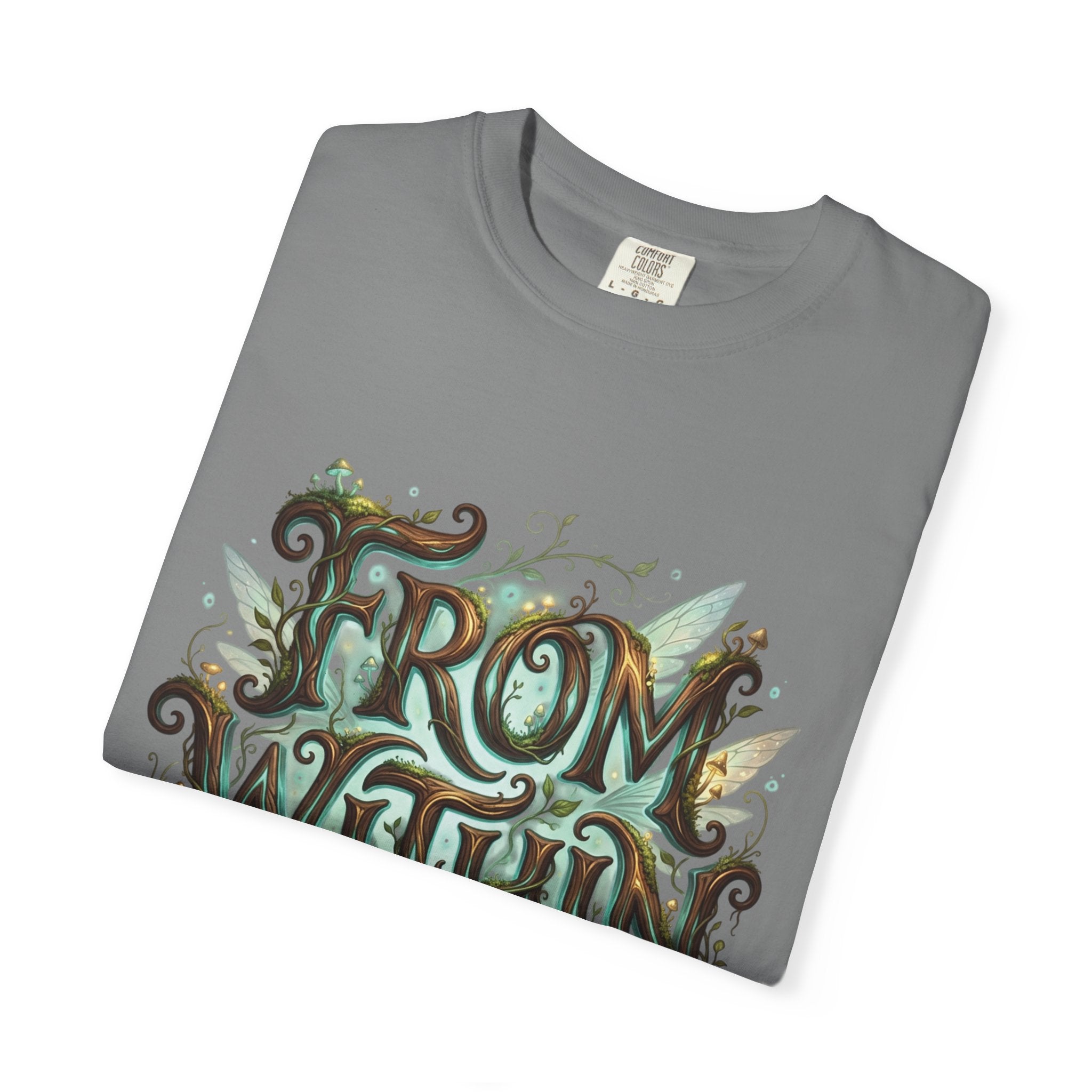 Power Runs Black PRB From Within T-shirt | Nature Typography Forest Illustration by Printify