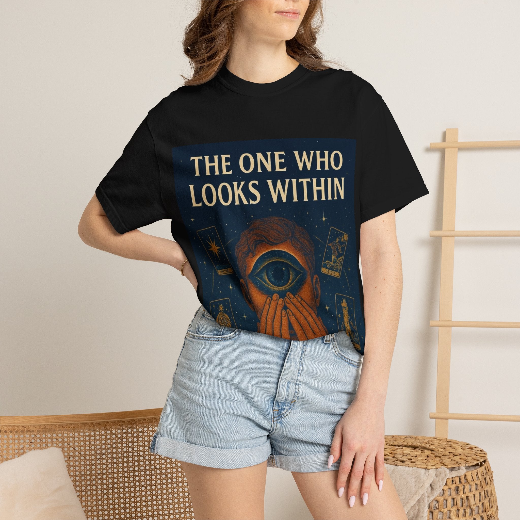 PRB Tarot Eye T-Shirt — "The One Who Looks Within" Mystical Graphic Tee by Power Runs Black