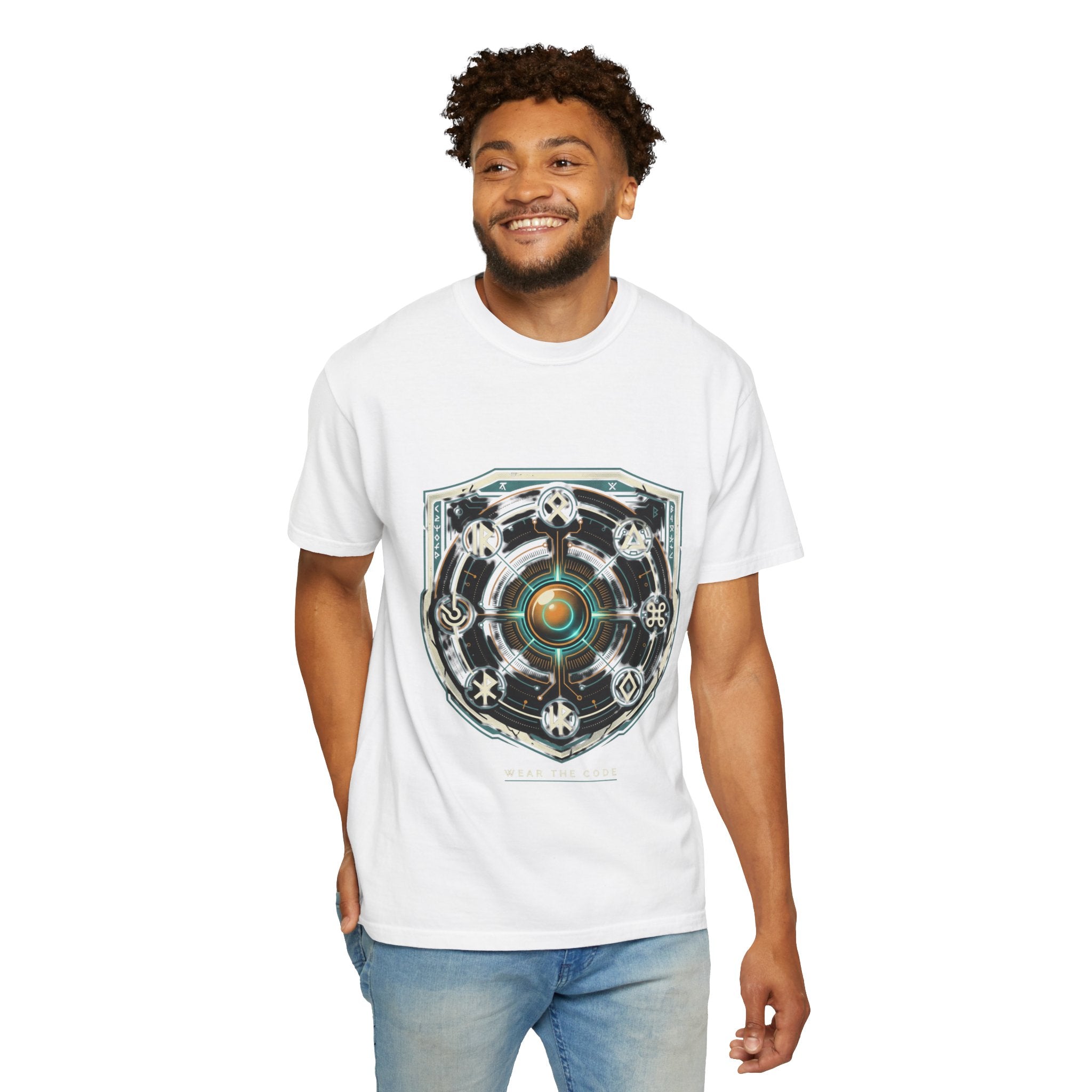 Power Runs Black PRB "Wear The Code" Mystic Shield T-Shirt — Geometric Sigil Graphic Tee by Power Runs Black