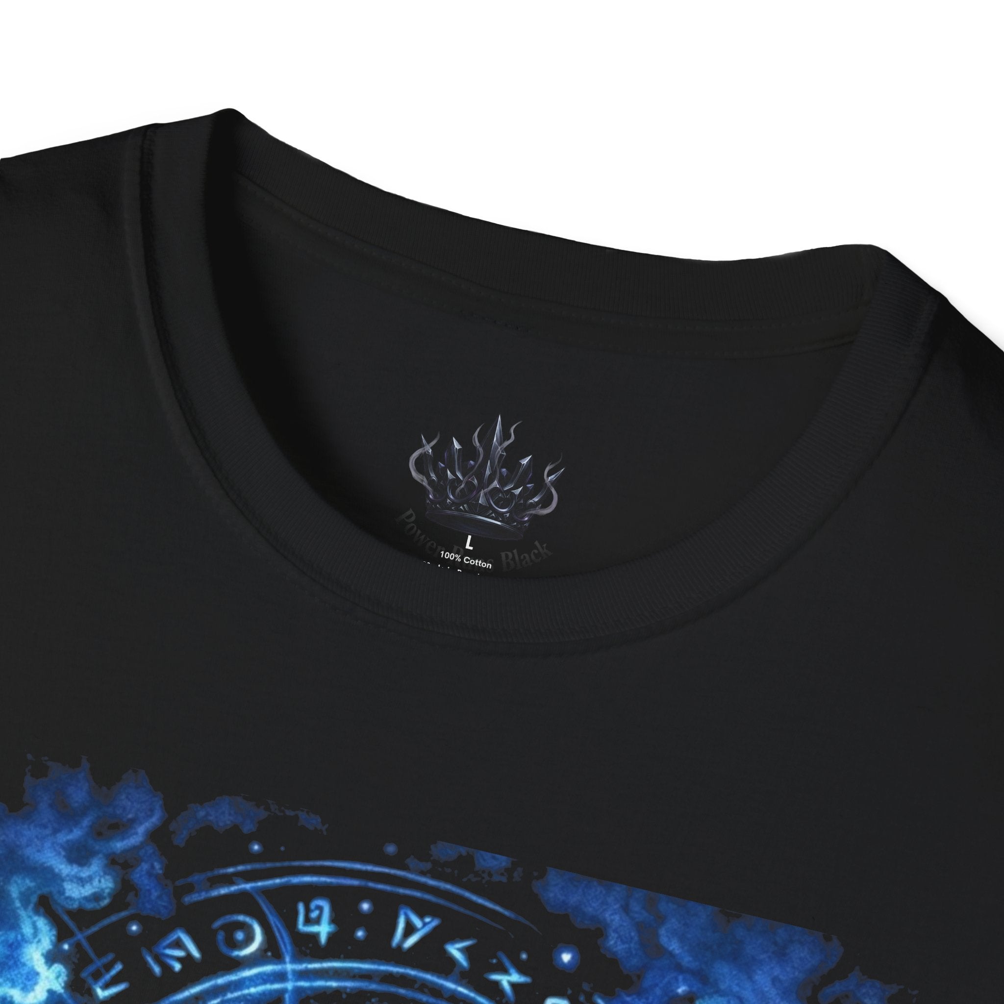 PRB Mystic Oceanic Spell T-Shirt — Blue Serpent & Moon Magic Tee by Power Runs Black
