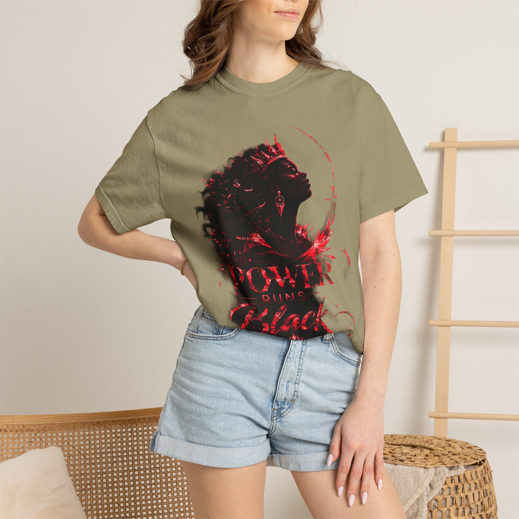 Power Runs Black Crown T-Shirt | Gothic Silhouette Artwork by Power Runs Black