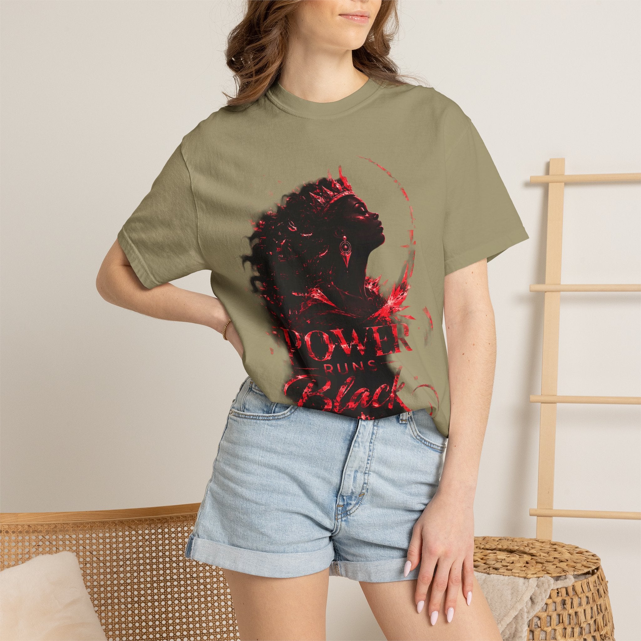 Power Runs Black Crown T-Shirt | Gothic Silhouette Artwork by Power Runs Black