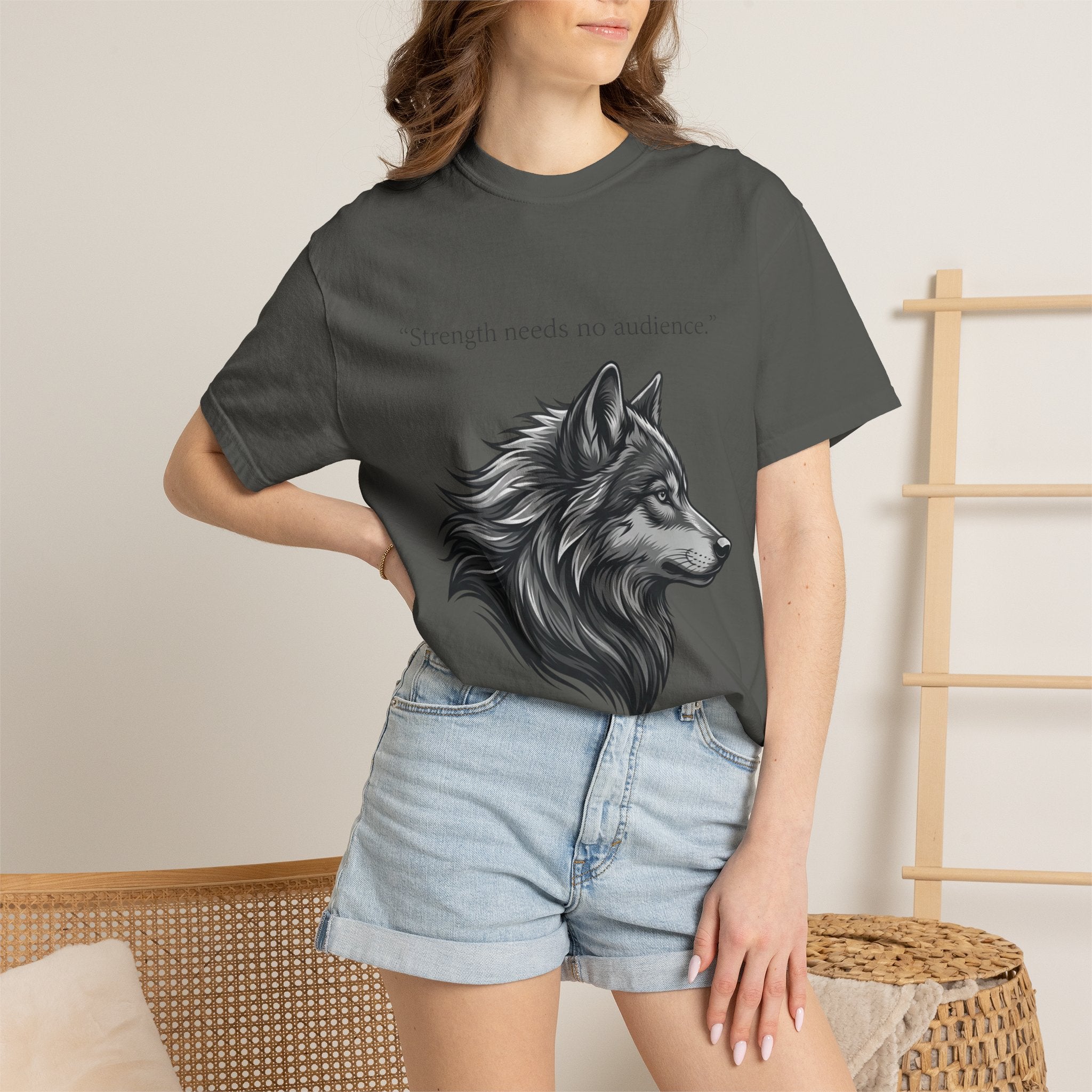 PRB Wolf Head T-Shirt — "Strength needs no audience" Inspirational Graphic Tee by Printify