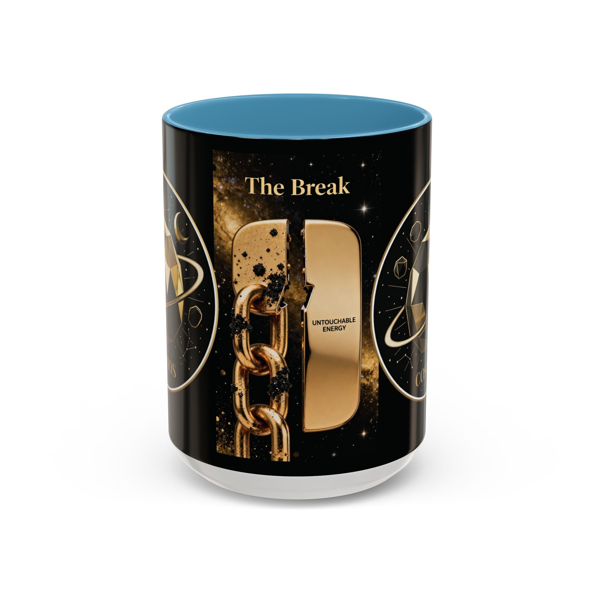 PRB Gold Cosmos Design Accent Coffee Mug | The Break, Planet Illustration by Printify