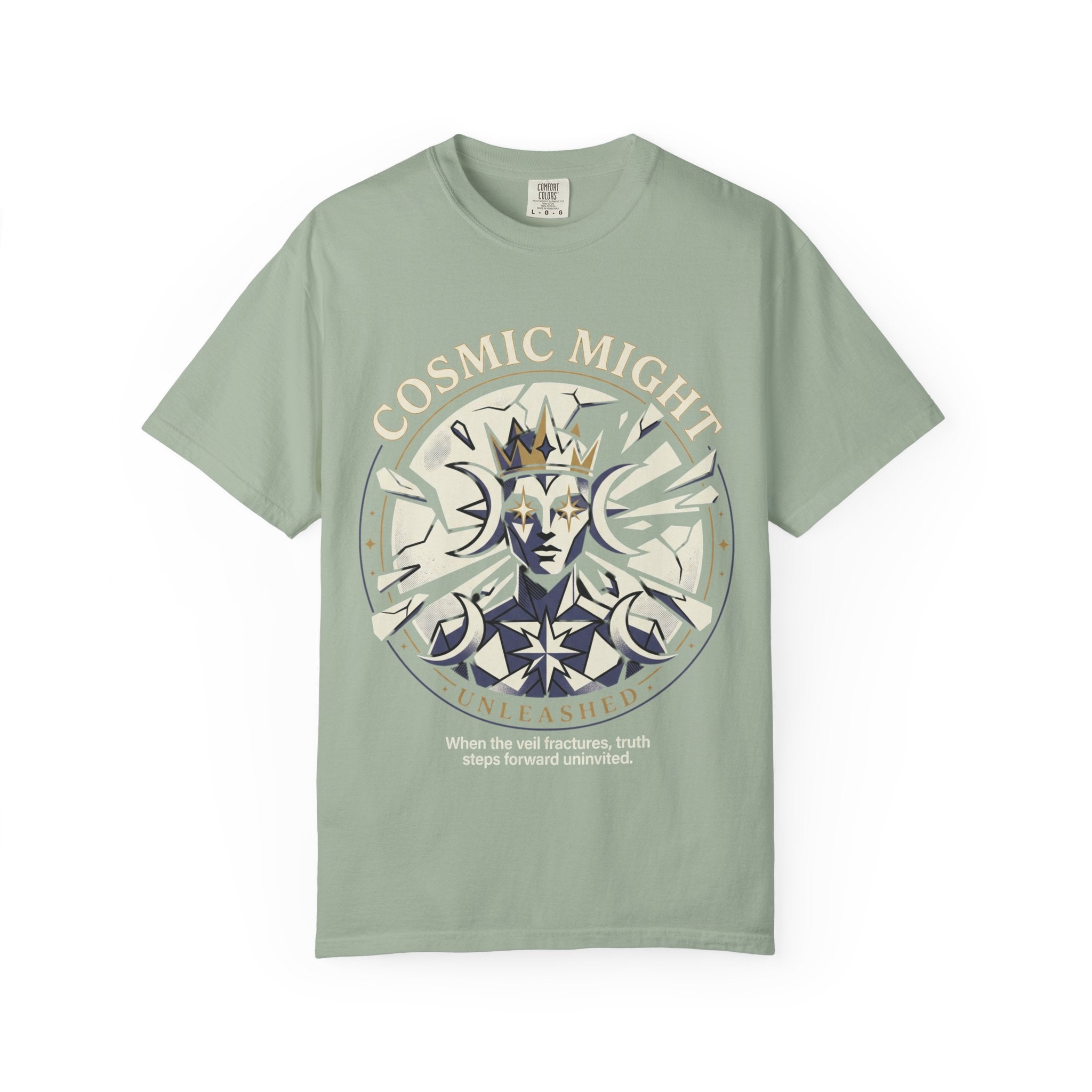 PRB Starforged Flex Cosmic Might Unleashed Graphic T-Shirt — 'Cosmic Might Unleashed' Vintage Astro King Tee by Power Runs Black