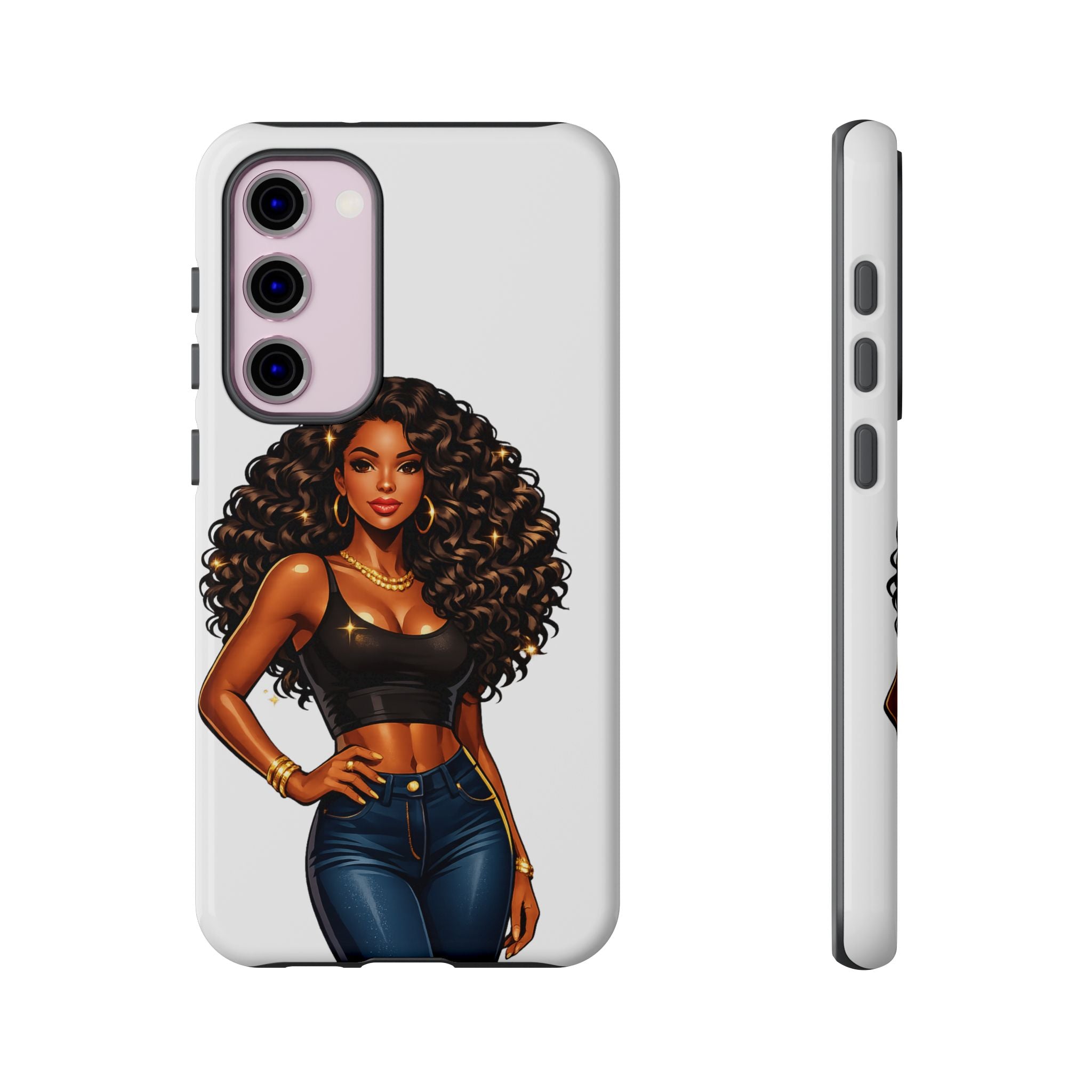 Pretty Rich Bitch by PRB Curly Hair Phone Case by Power Runs Black