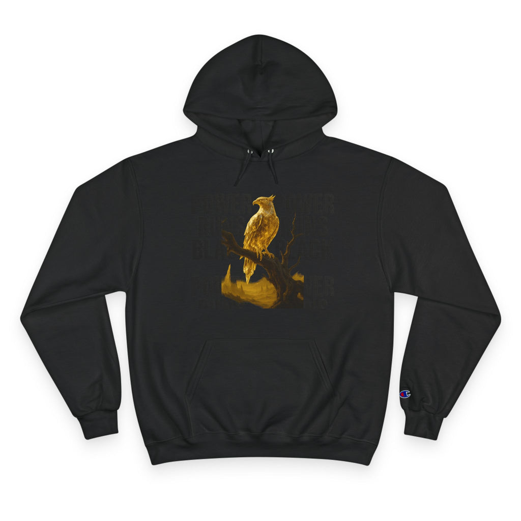PRB Champion Hoodie — 'Power Runs Black' Golden Bird Graphic Pullover by Power Runs Black