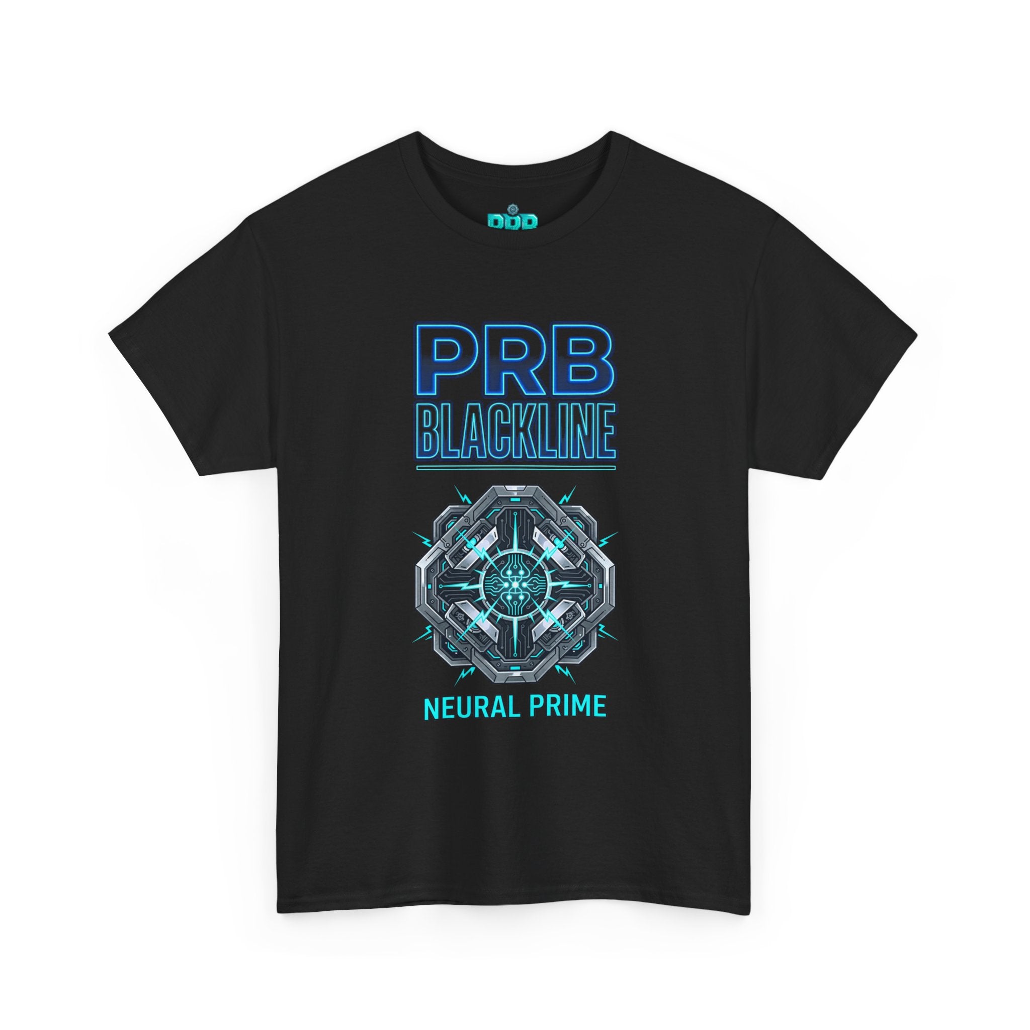 PRB Blackline Neural Prime Tech Tee — Futuristic Sci‑Fi Circuit Graphic T-Shirt by Printify
