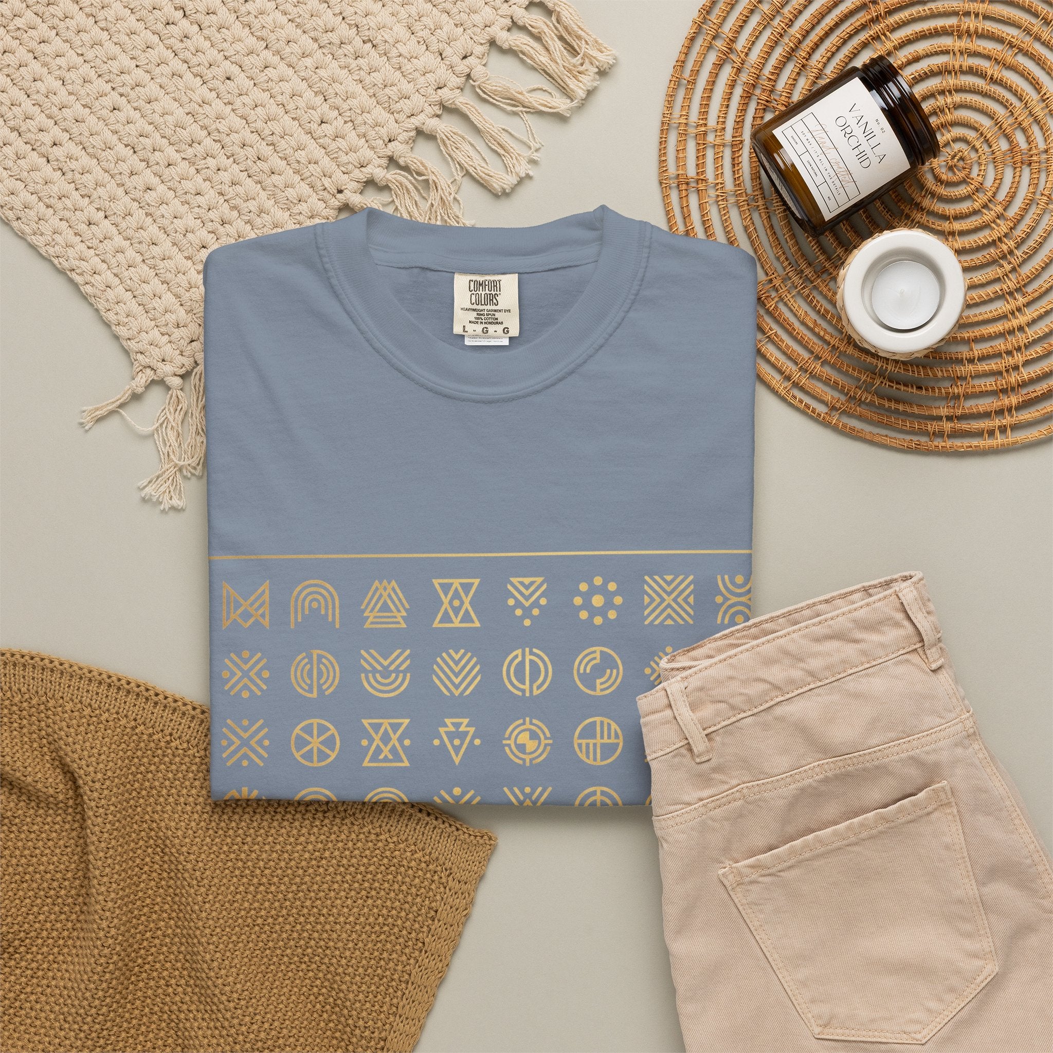 Power Runs Black PRB Symbol Grid T-Shirt — Minimal Gold Icon Graphic Tee by Printify