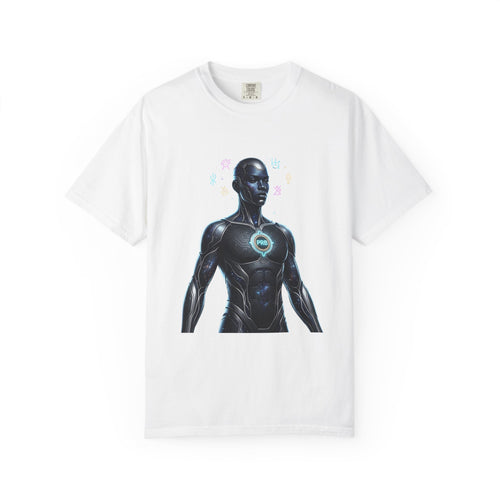Printify PRB — “Algorithm God” 4K Futuristic Cyborg with Glowing Chest T-shirt | Sci-Fi Android Art - T-Shirt