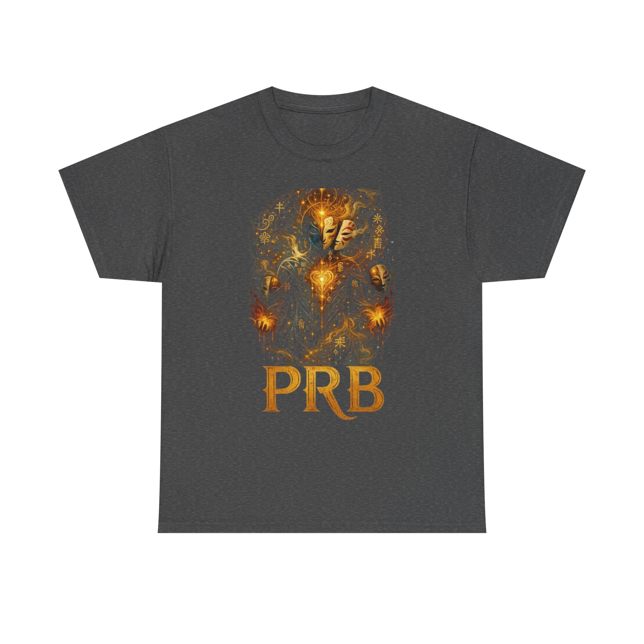 PRB Golden Mystic Mask Graphic Tee — Vintage Nature Illustration T-Shirt by Power Runs Black