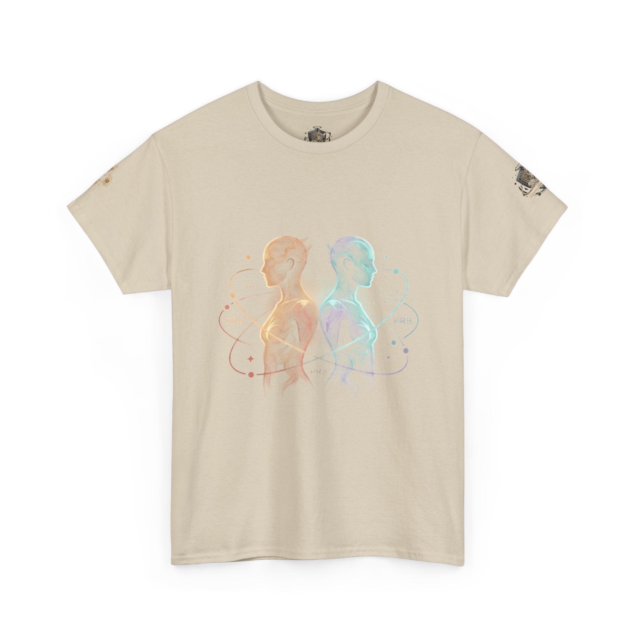 Power Runs Black Gemini Spirit Tee — Twin Sun & Moon Celestial Graphic T-Shirt by Printify