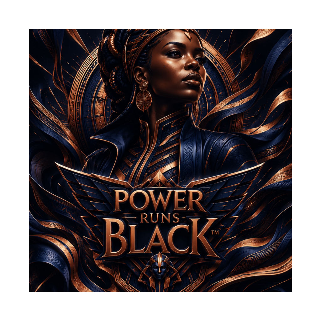 Power Runs Black Matte Poster — Afrocentric Inspirational Wall Art by Power Runs Black
