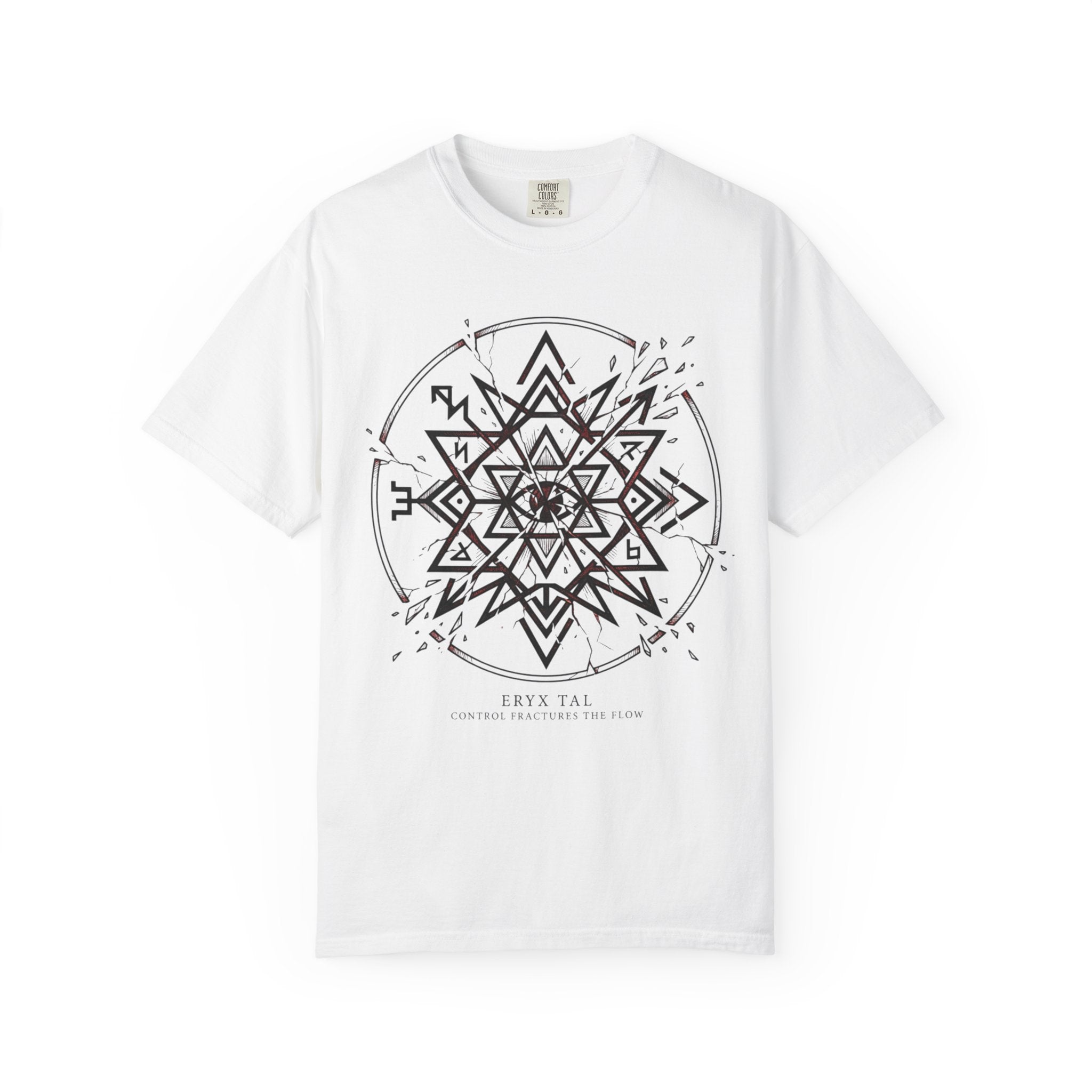 Power Runs Black PRB Eryx Tal Geometric Mandala T-Shirt — Symmetric Star Graphic Tee by Power Runs Black