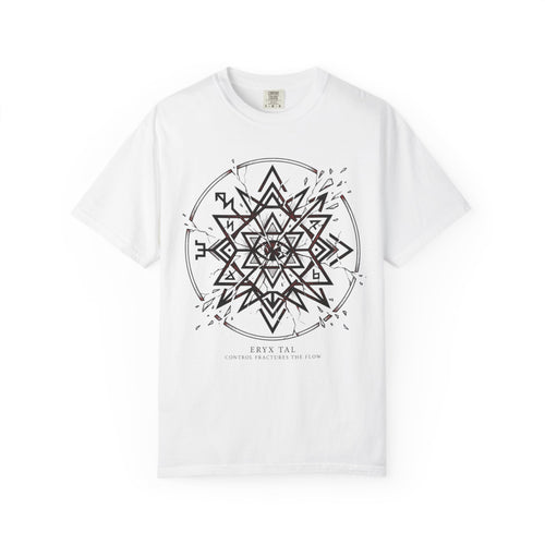 Power Runs Black PRB Eryx Tal Geometric Mandala T-Shirt — Symmetric Star Graphic Tee by Printify