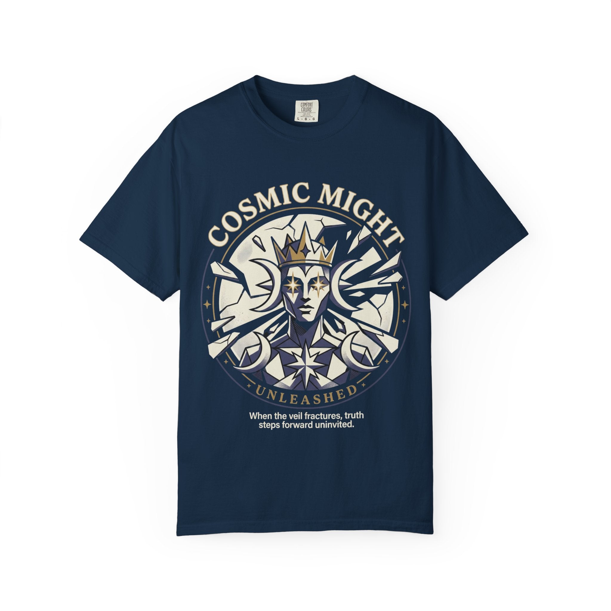PRB Starforged Flex Cosmic Might Unleashed Graphic T-Shirt — 'Cosmic Might Unleashed' Vintage Astro King Tee by Power Runs Black