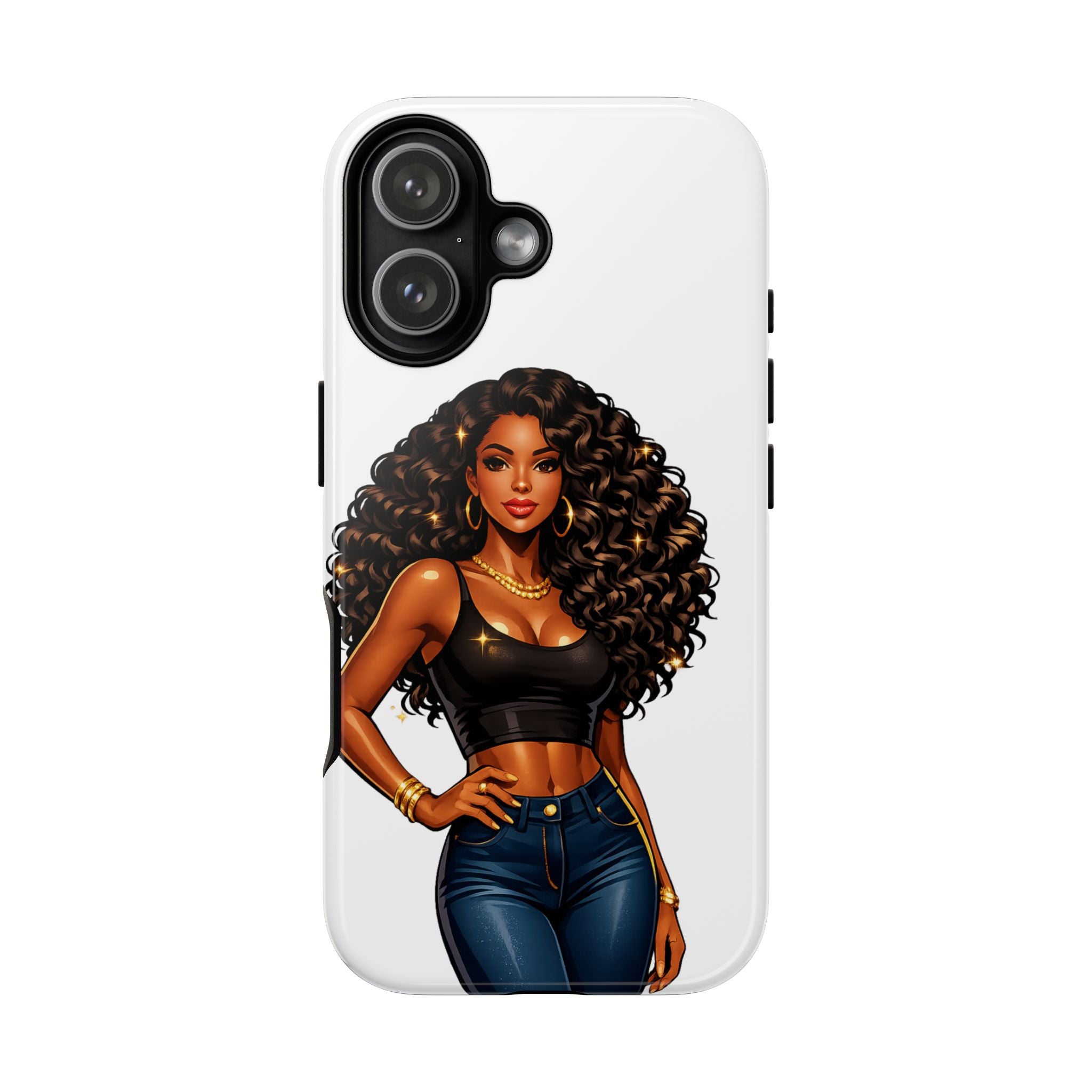Pretty Rich Bitch by PRB Curly Hair Phone Case by Power Runs Black