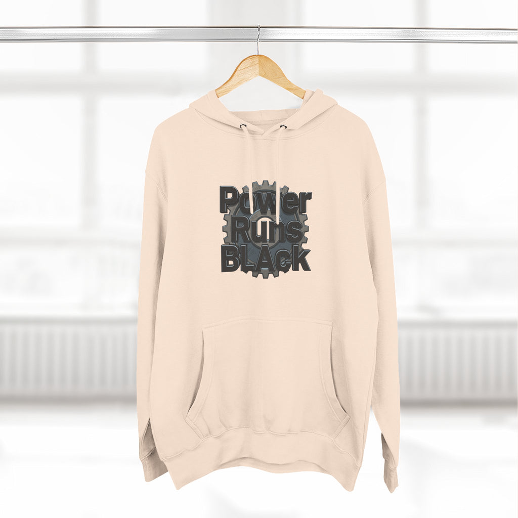 PRB Built of Power Graphic Hoodie — ‘Power Runs Black’ Industrial Mech Design by Power Runs Black