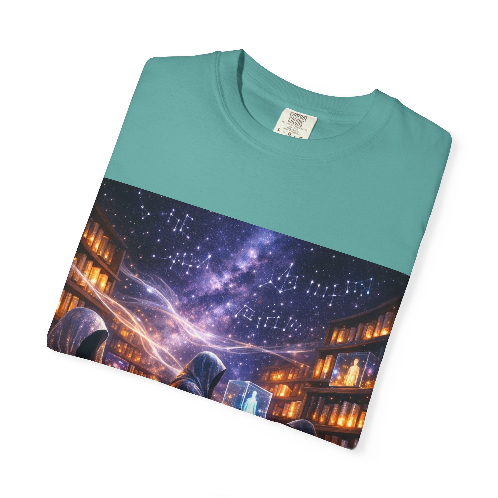 PRB Mystic Library Wizards T-Shirt — Cosmic Sorcerer Art Tee by Power Runs Black