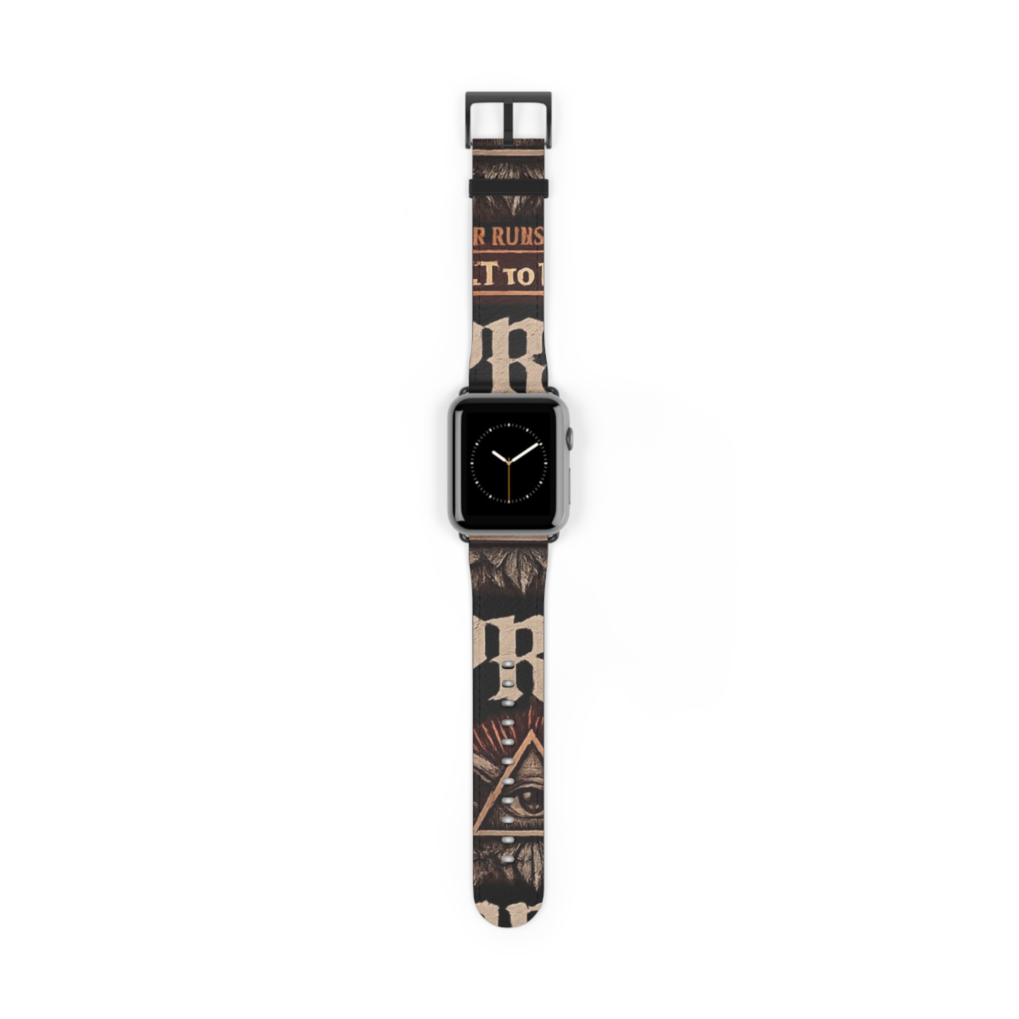 Power Runs Black PRB Blackline Tech Mystic All-Seeing Eye Watch Band — Vintage Occult Graphic Apple Watch Strap by Power Runs Black