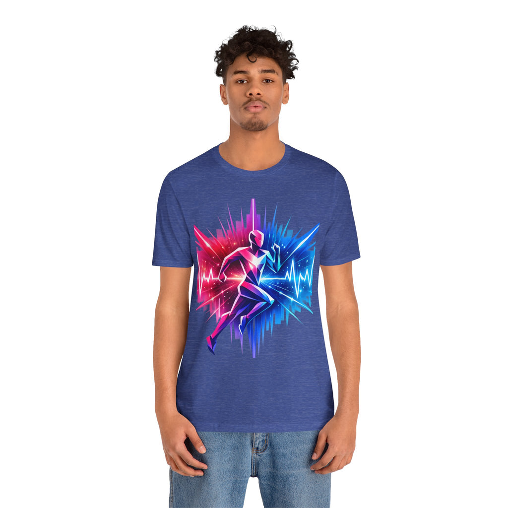 Power Runs Black PRB Running Pulse Graphic Tee — Neon Runner Heartbeat Sports T‑Shirt by Power Runs Black