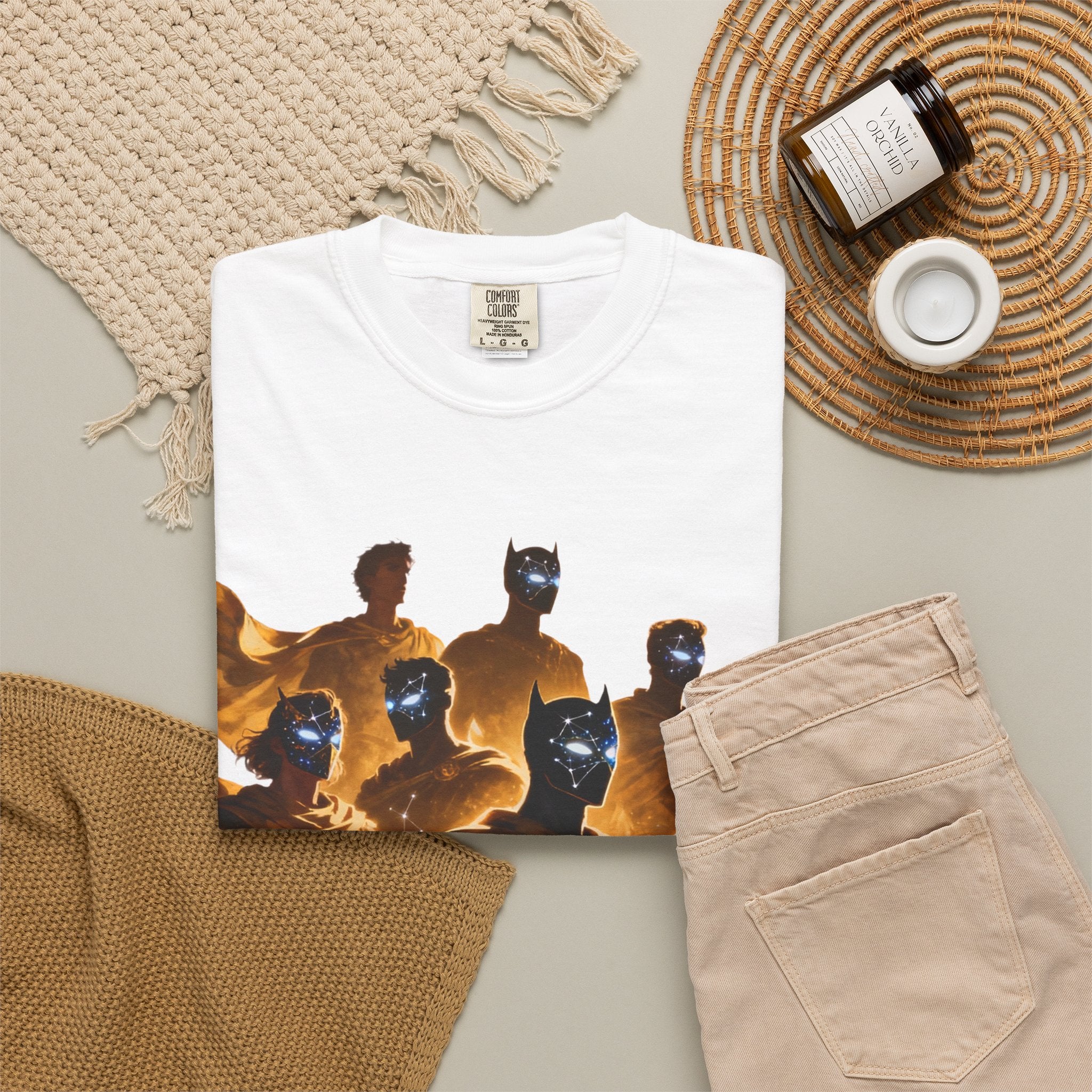 PRB Cosmic Heroes Graphic Tee (Golden Cloaks & Starry Faces) by Power Runs Black