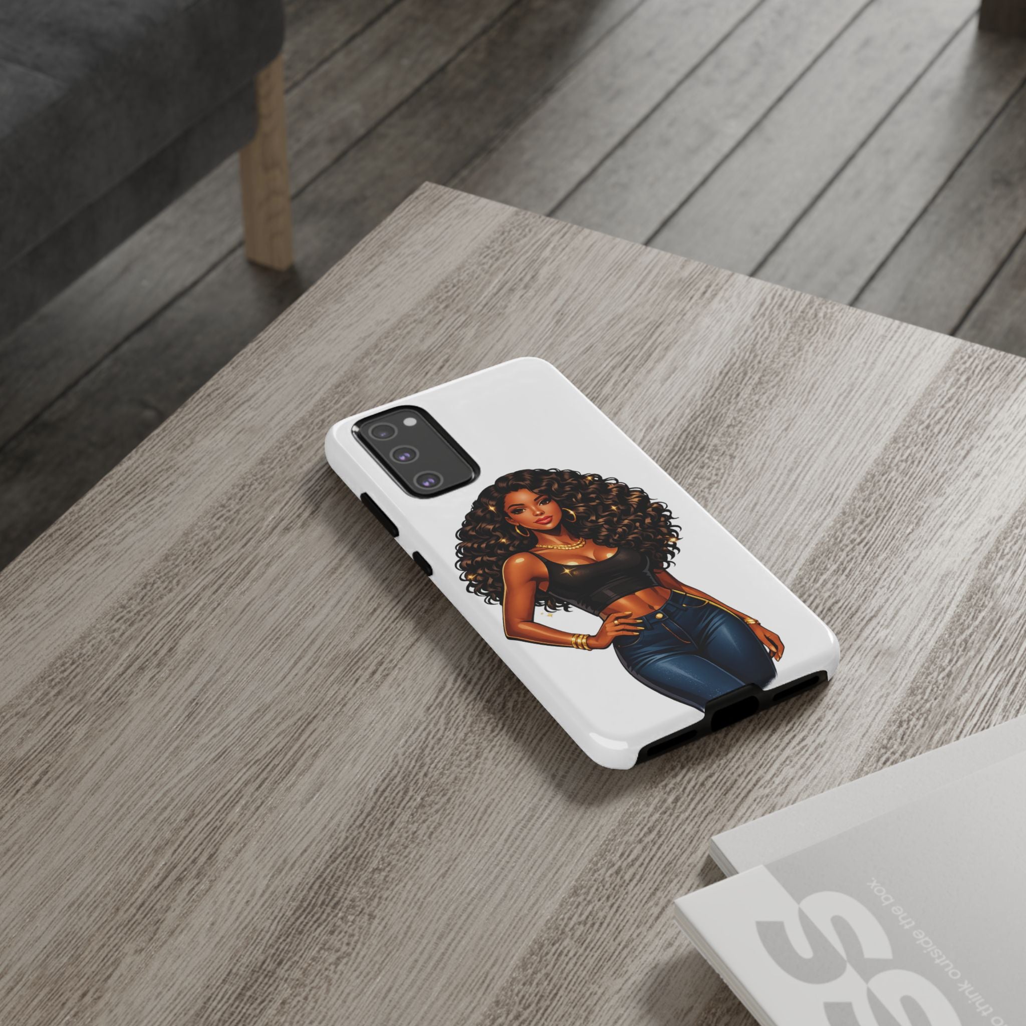 Pretty Rich Bitch by PRB Curly Hair Phone Case by Power Runs Black