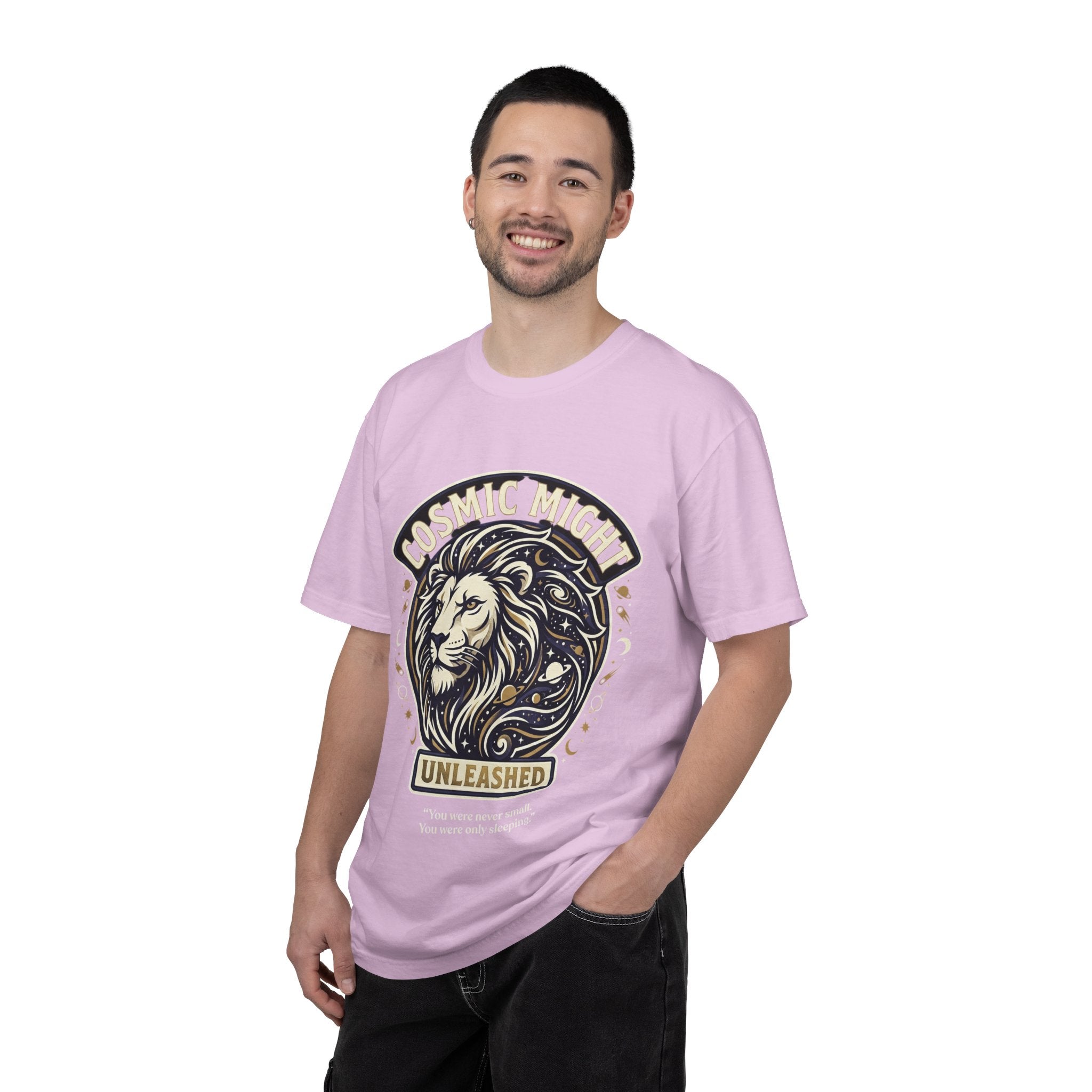 PRB Starforged Flex Cosmic Might Unleashed Lion Graphic T-Shirt — "Unleashed" Inspirational Lion Tee by Power Runs Black