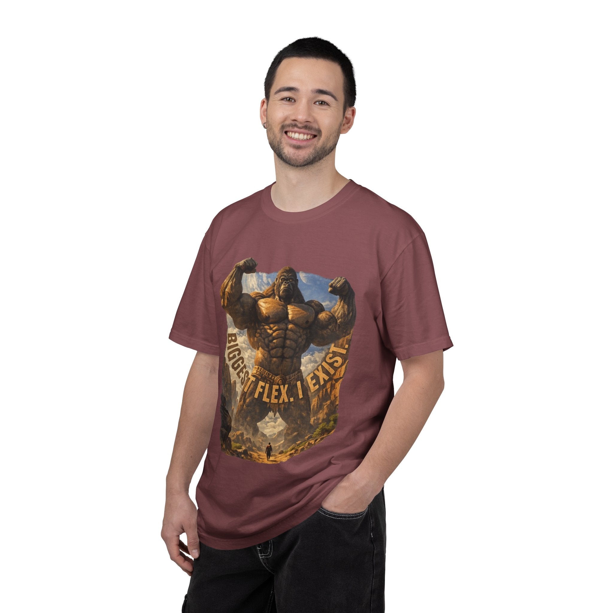 Power Runs Black PRB Biggest Flex I Exist T-Shirt — Funny Muscle Gorilla Graphic Tee by Printify