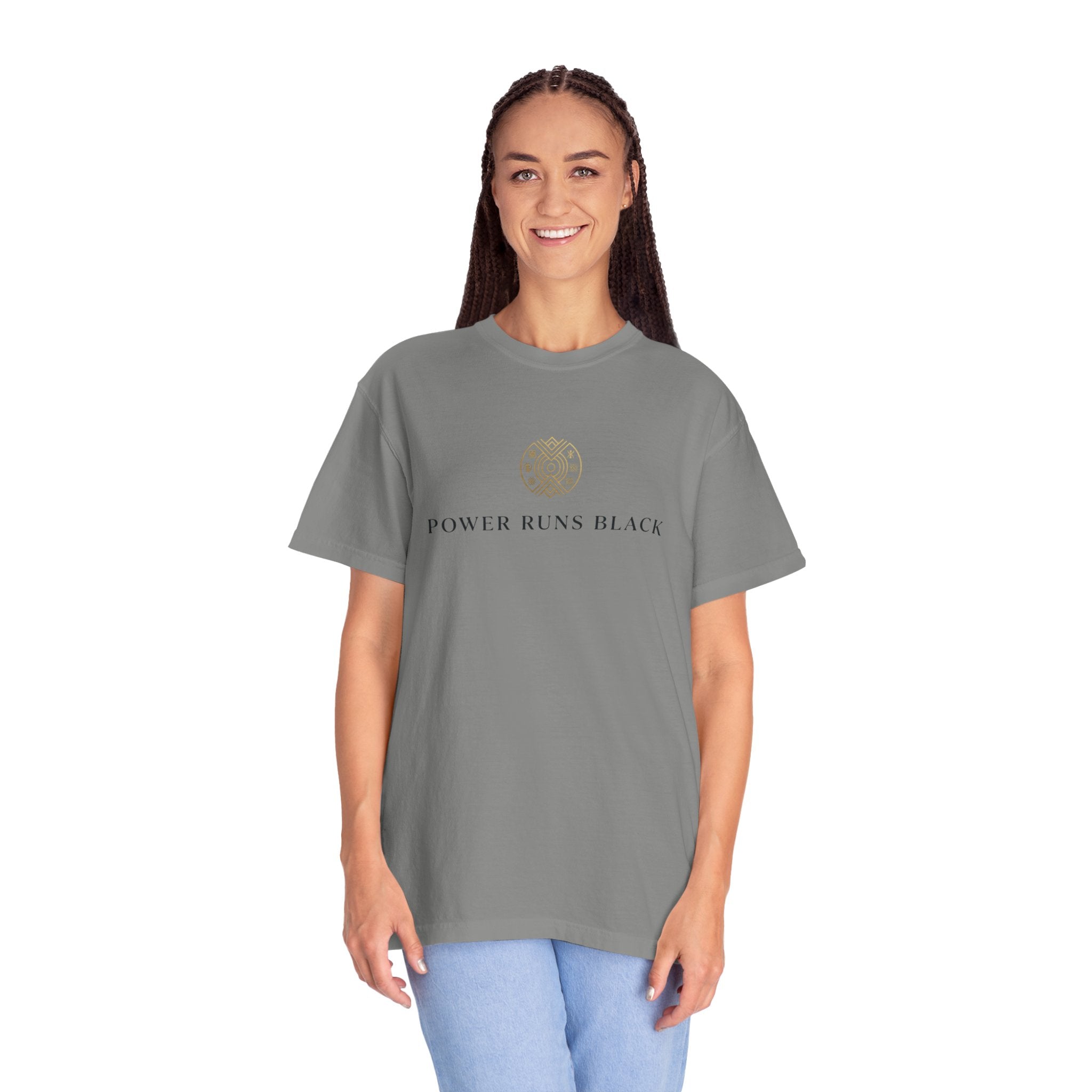 Power Runs Black PRB Graphic T-Shirt — Minimal Emblem Tee by Power Runs Black