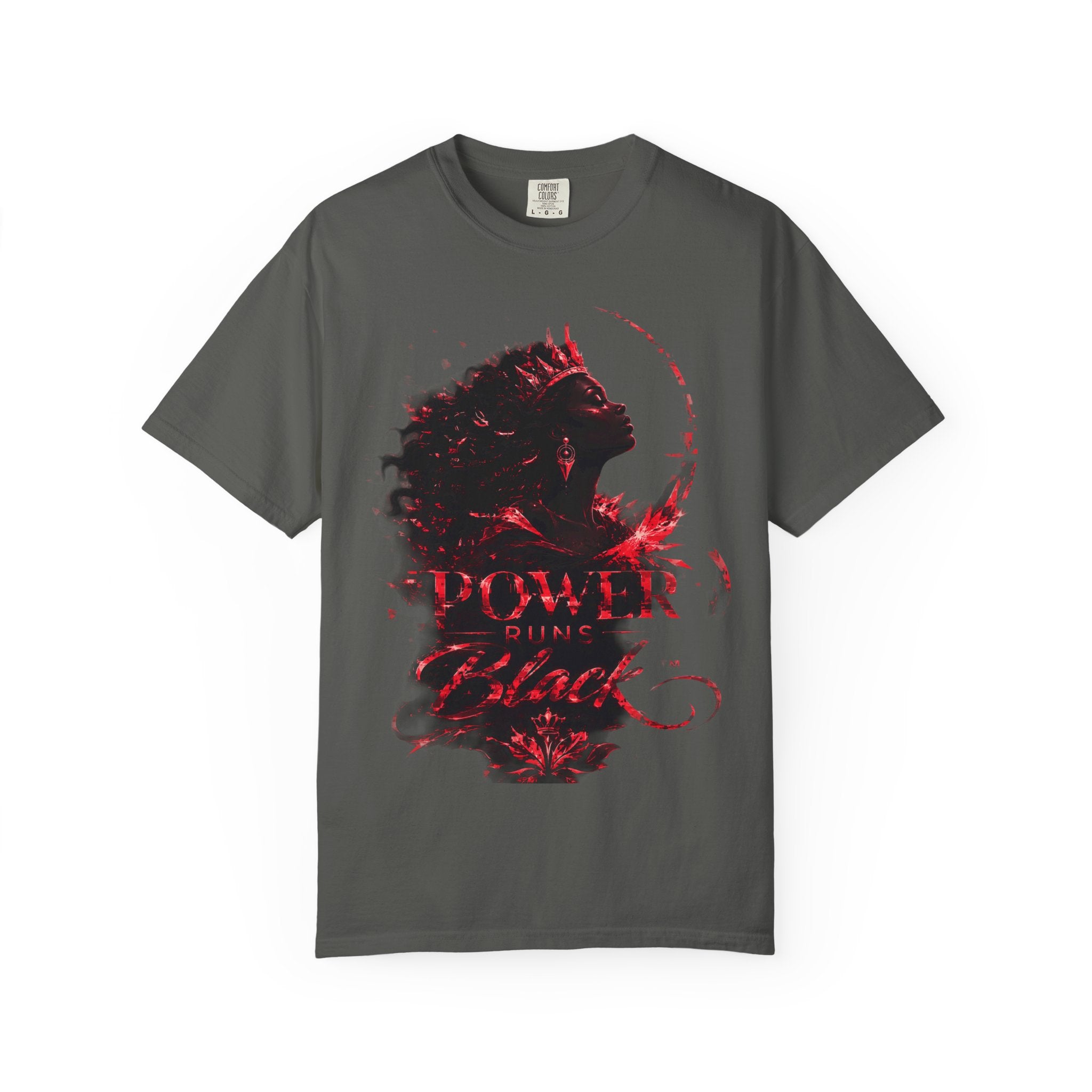 Power Runs Black Crown T-Shirt | Gothic Silhouette Artwork by Power Runs Black