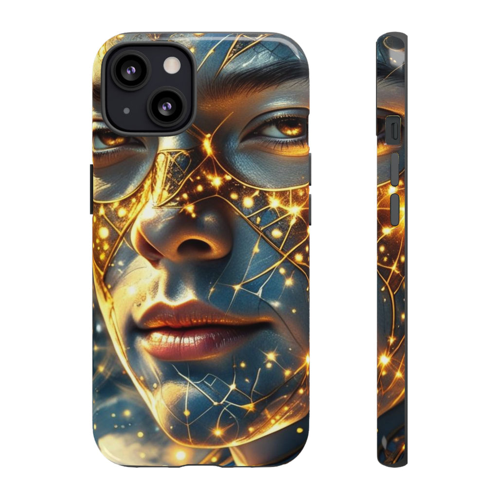 PRB Galactic Portrait Tough Case | Cosmic Face Phone Case, Starry Nebula Design by Power Runs Black