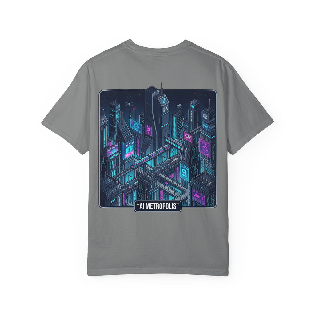 Power Runs Black AI Metropolis T-Shirt — 'At First, It Entered Quietly' Cybercity Graphic Tee by Concepts VS Entertainment/Tiktok shop
