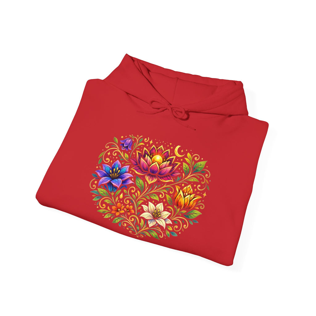 Pretty Rich Bitch by PRB Colorful Floral Lotus Bouquet Hoodie | Watercolor Flower Mandala Sweatshirt by Power Runs Black